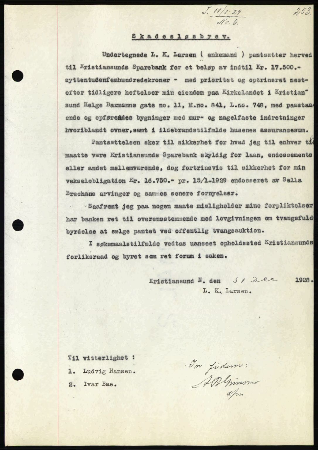 Kristiansund byfogd, AV/SAT-A-4587/A/27: Mortgage book no. 22, 1928-1929, Deed date: 11.01.1929