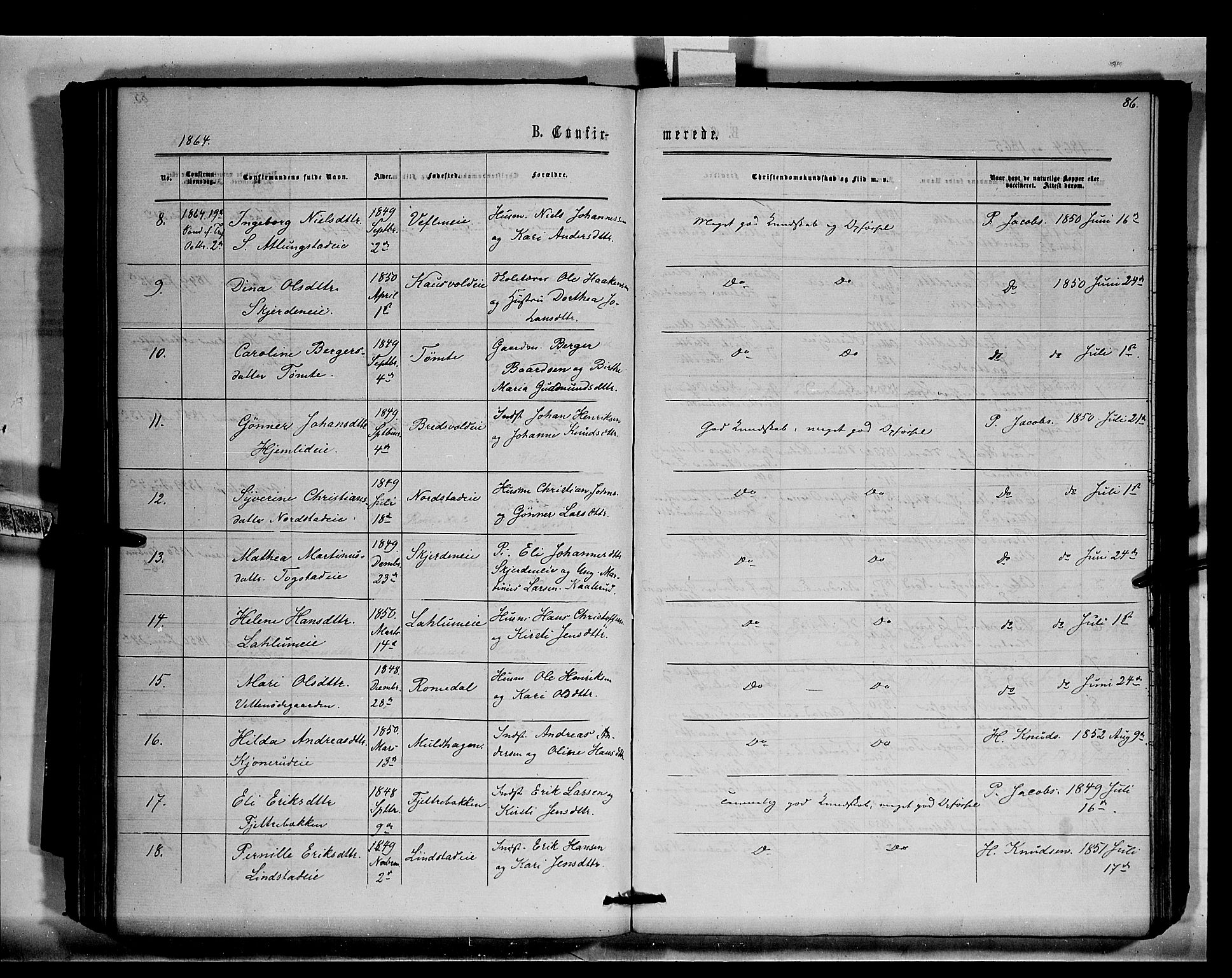 Stange prestekontor, AV/SAH-PREST-002/K/L0015: Parish register (official) no. 15, 1862-1879, p. 86