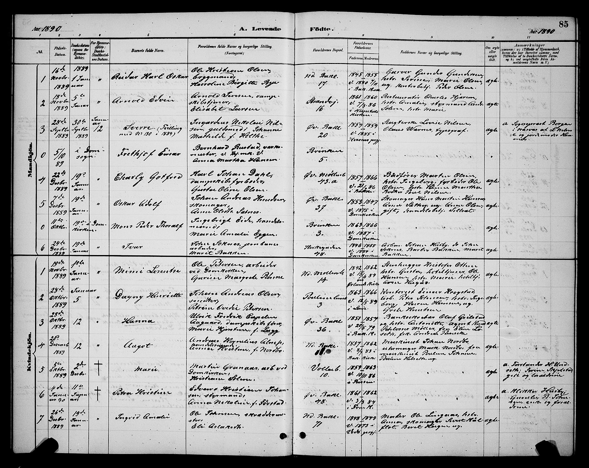 Ministerialprotokoller, klokkerbøker og fødselsregistre - Sør-Trøndelag, SAT/A-1456/604/L0222: Parish register (copy) no. 604C05, 1886-1895, p. 85