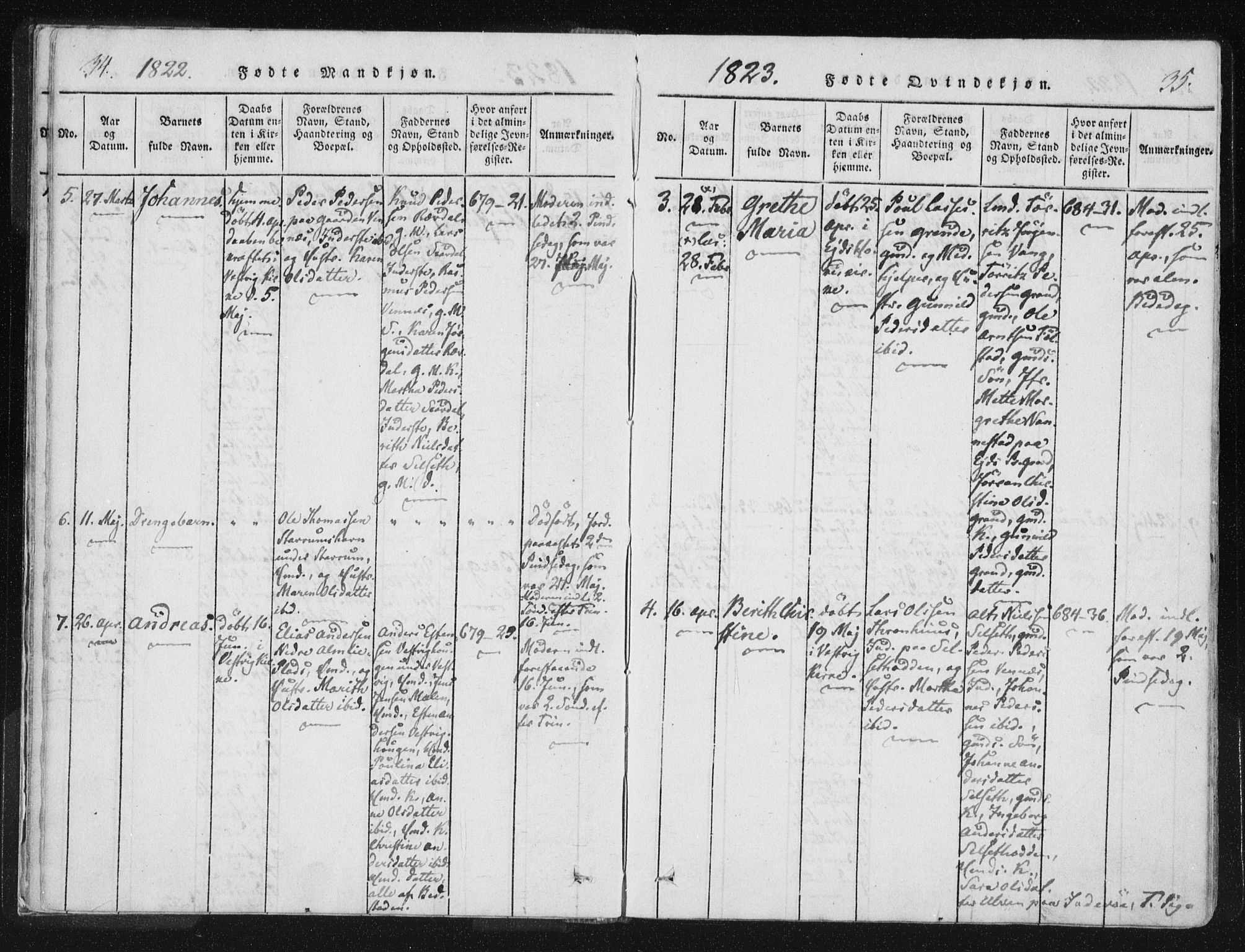 Ministerialprotokoller, klokkerbøker og fødselsregistre - Nord-Trøndelag, AV/SAT-A-1458/744/L0417: Parish register (official) no. 744A01, 1817-1842, p. 34-35