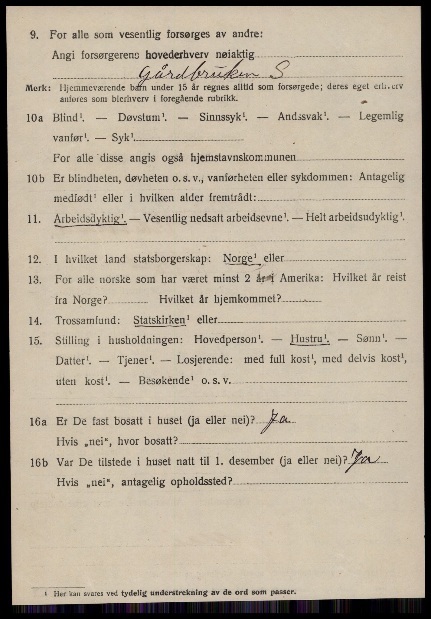 SAT, 1920 census for Volda, 1920, p. 9569