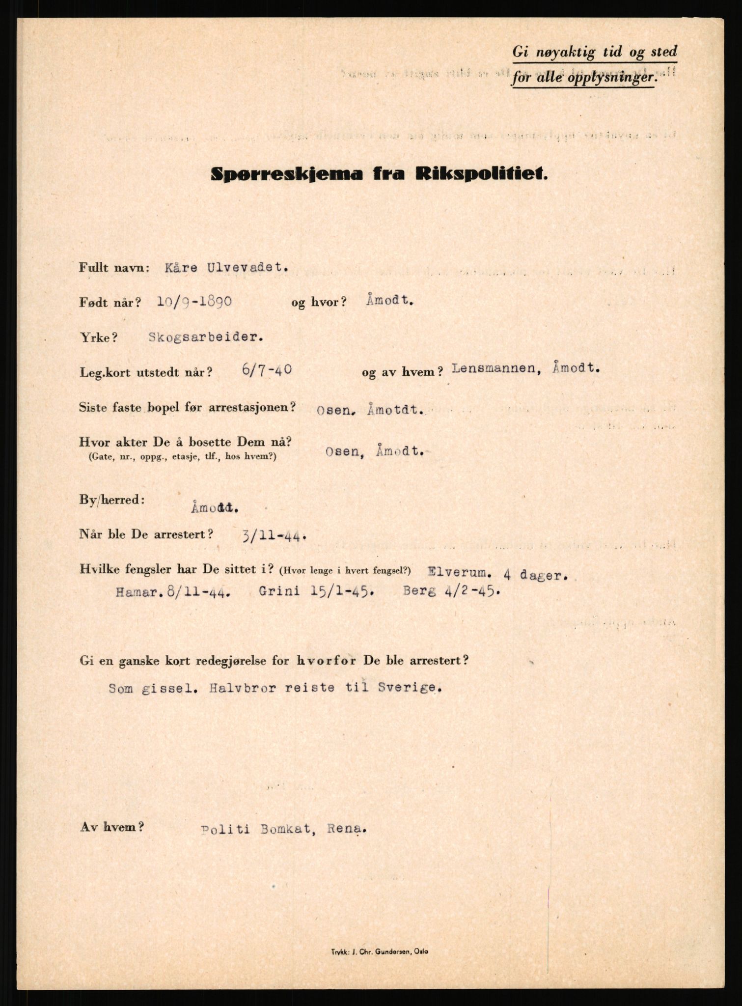Rikspolitisjefen, AV/RA-S-1560/L/L0017: Tidemann, Hermann G. - Veum, Tjostolv, 1940-1945, p. 744