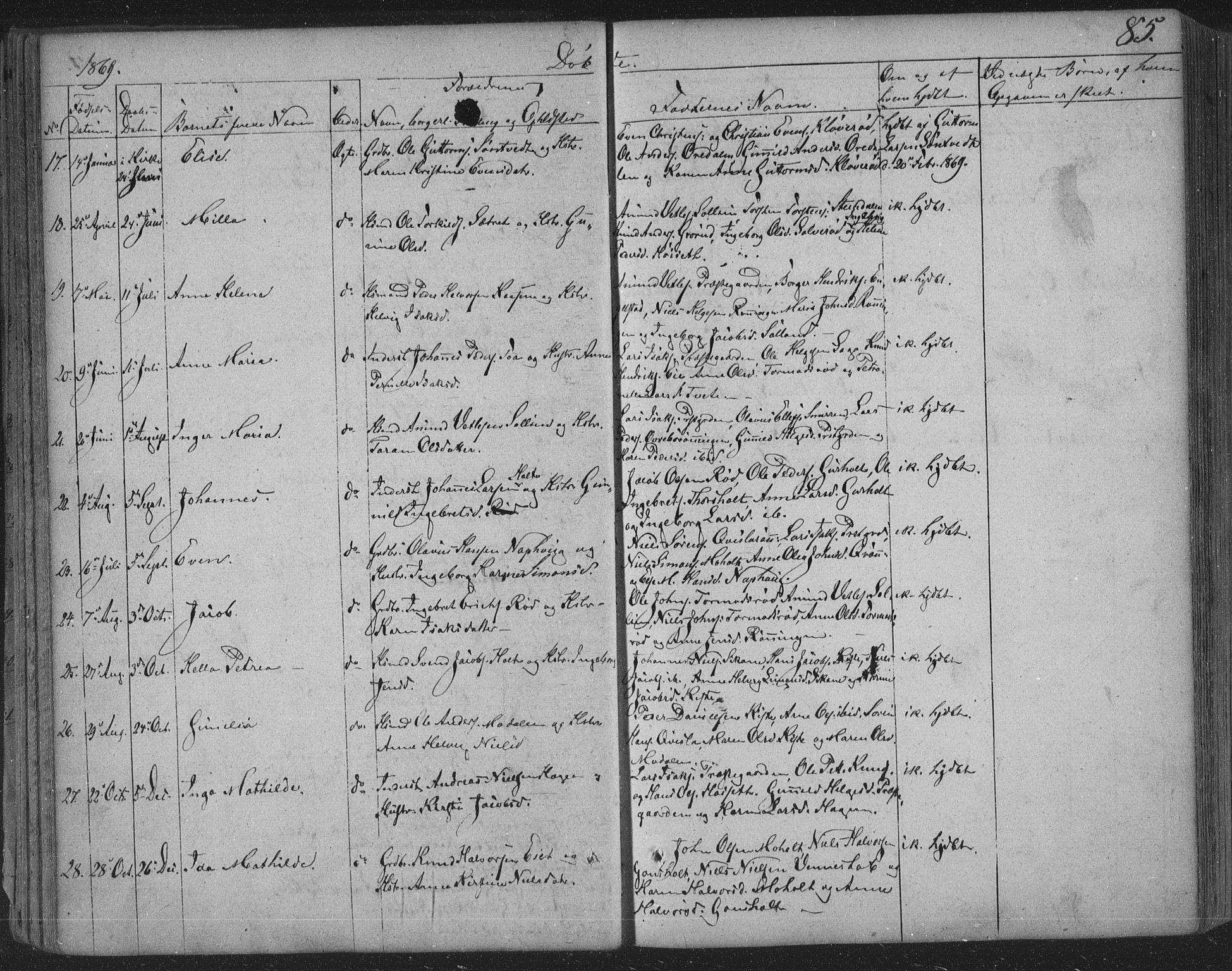 Siljan kirkebøker, SAKO/A-300/F/Fa/L0001: Parish register (official) no. 1, 1831-1870, p. 85