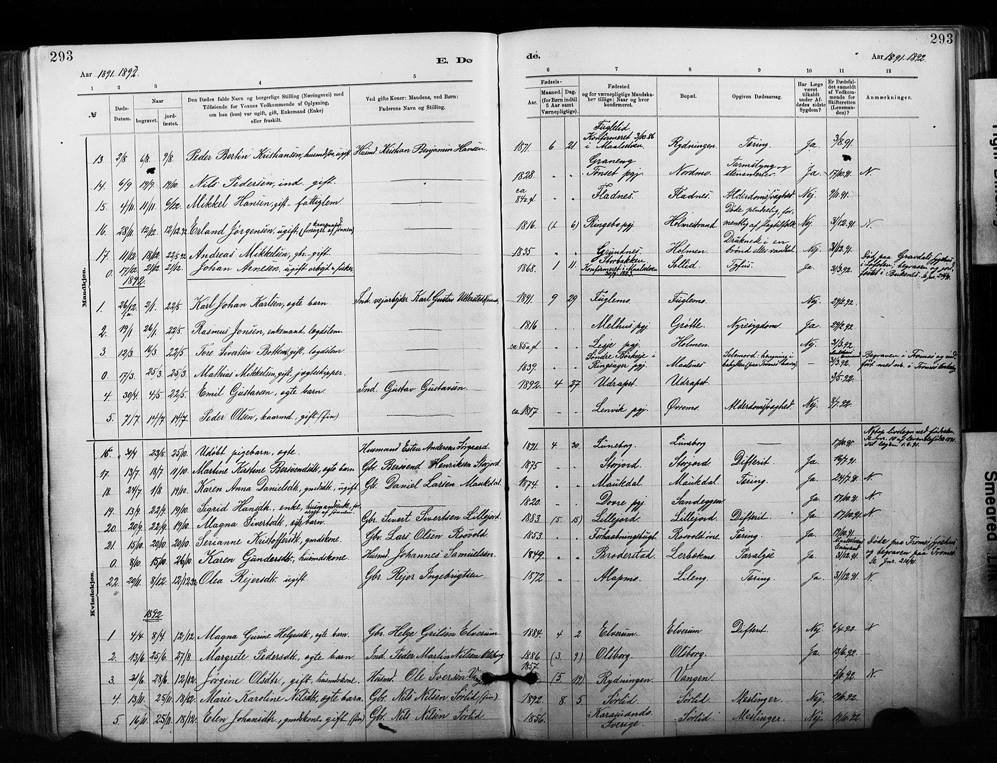 Målselv sokneprestembete, SATØ/S-1311/G/Ga/Gaa/L0007kirke: Parish register (official) no. 7, 1884-1903, p. 293