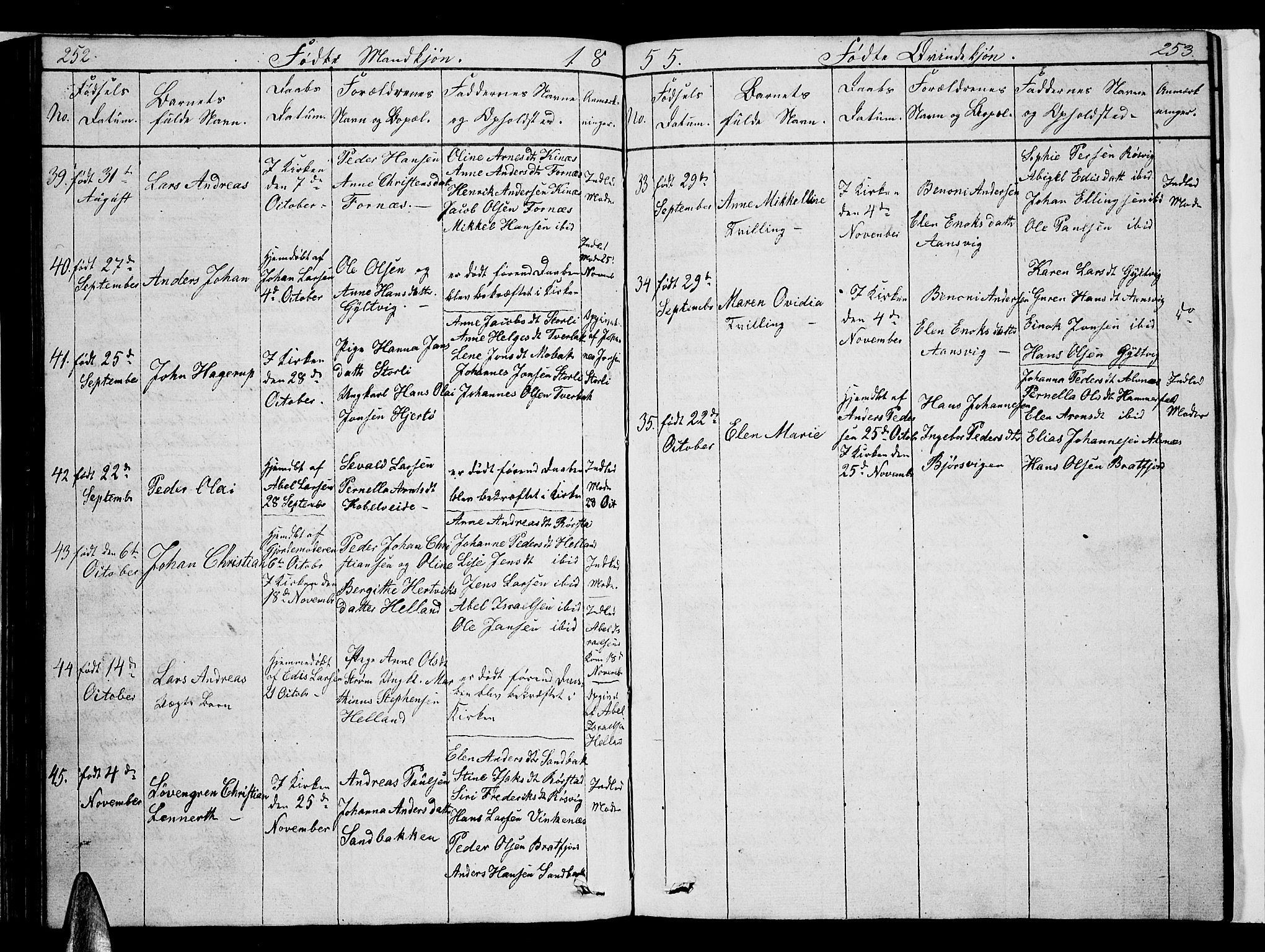 Ministerialprotokoller, klokkerbøker og fødselsregistre - Nordland, AV/SAT-A-1459/853/L0773: Parish register (copy) no. 853C01, 1821-1859, p. 252-253