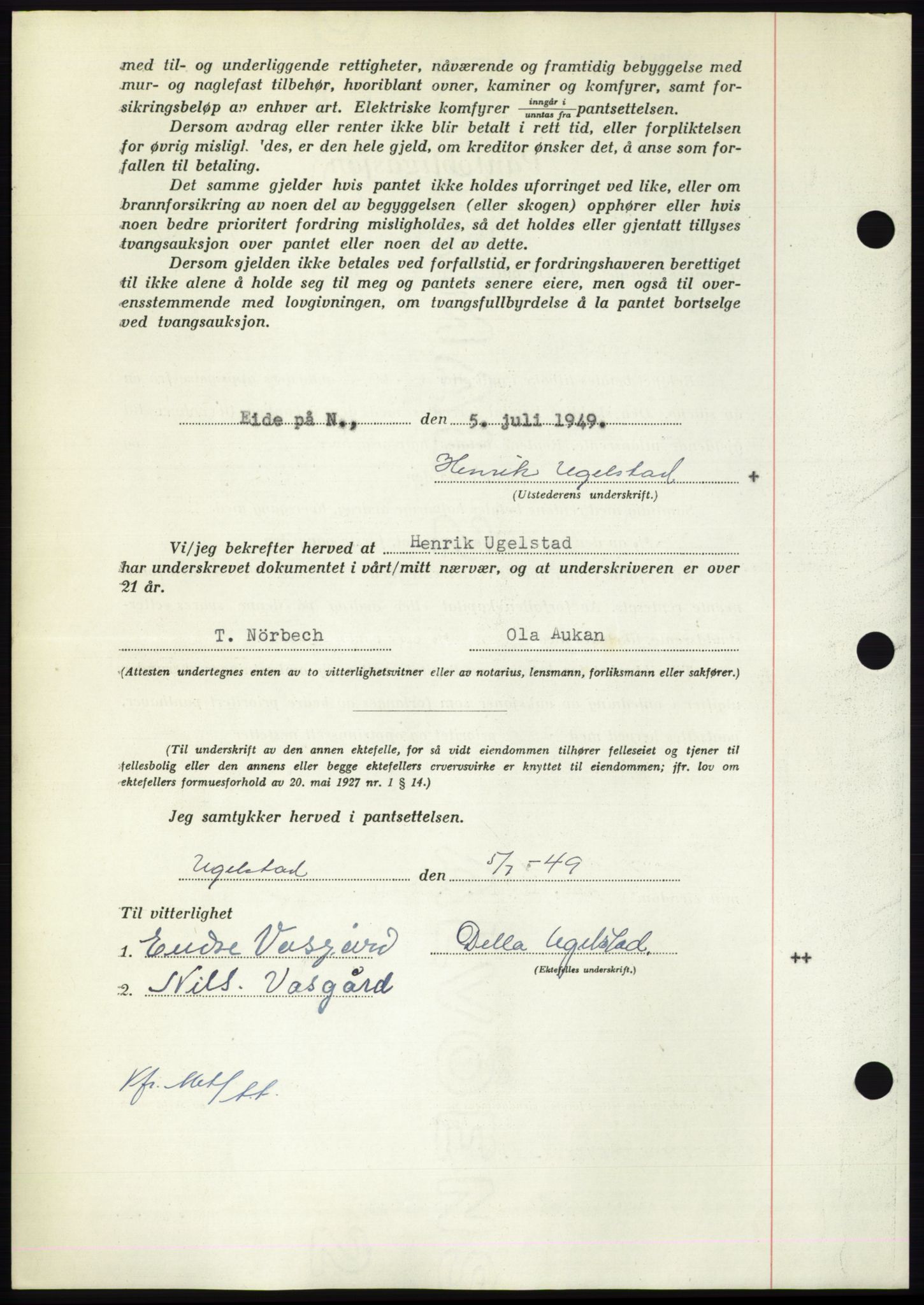 Nordmøre sorenskriveri, AV/SAT-A-4132/1/2/2Ca: Mortgage book no. B102, 1949-1949, Diary no: : 1976/1949