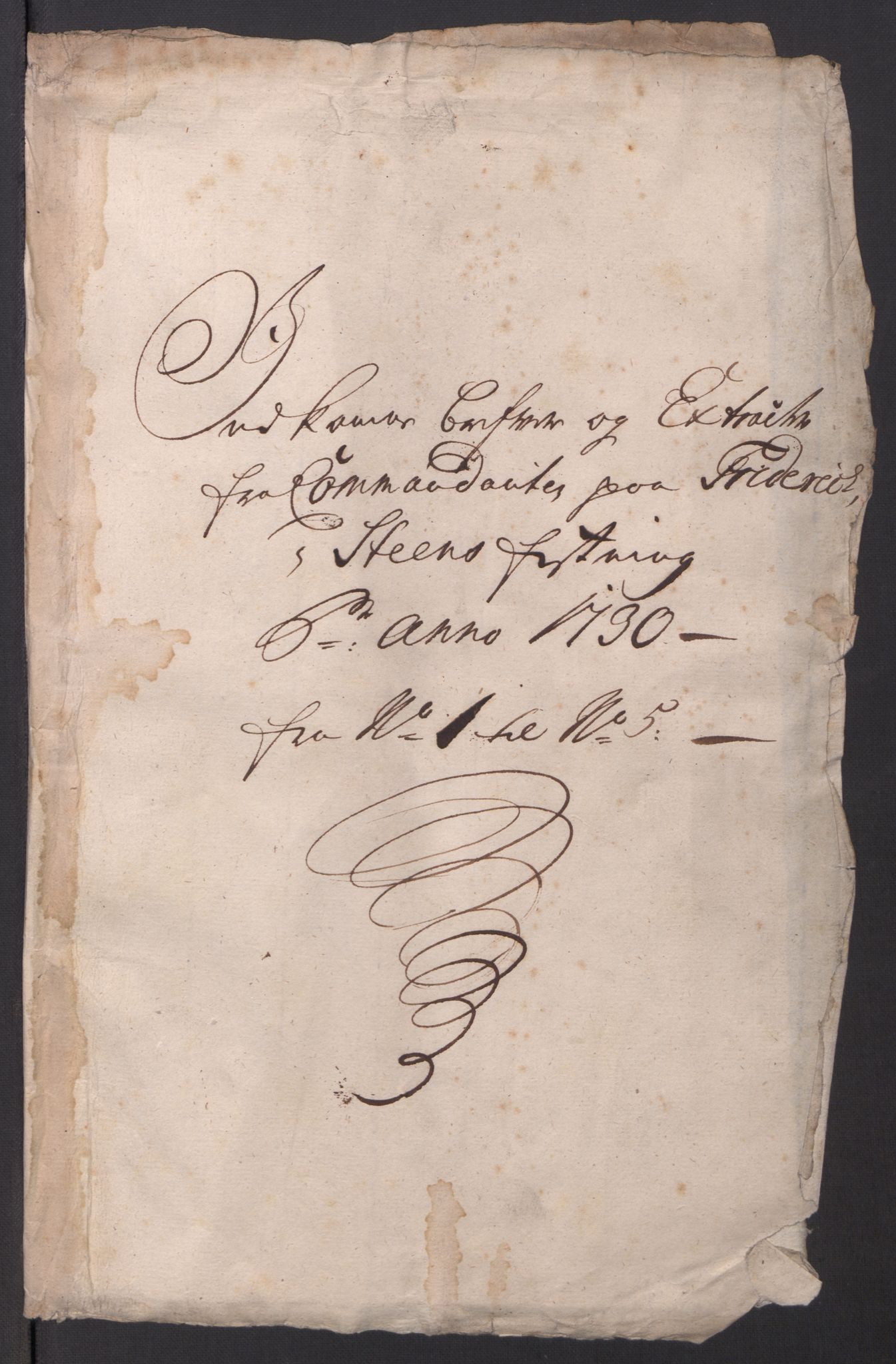 Kommanderende general (KG I) med Det norske krigsdirektorium, RA/EA-5419/D/L0154: Fredriksten festning: Brev, inventarfortegnelser og regnskapsekstrakter, 1730-1739, p. 2