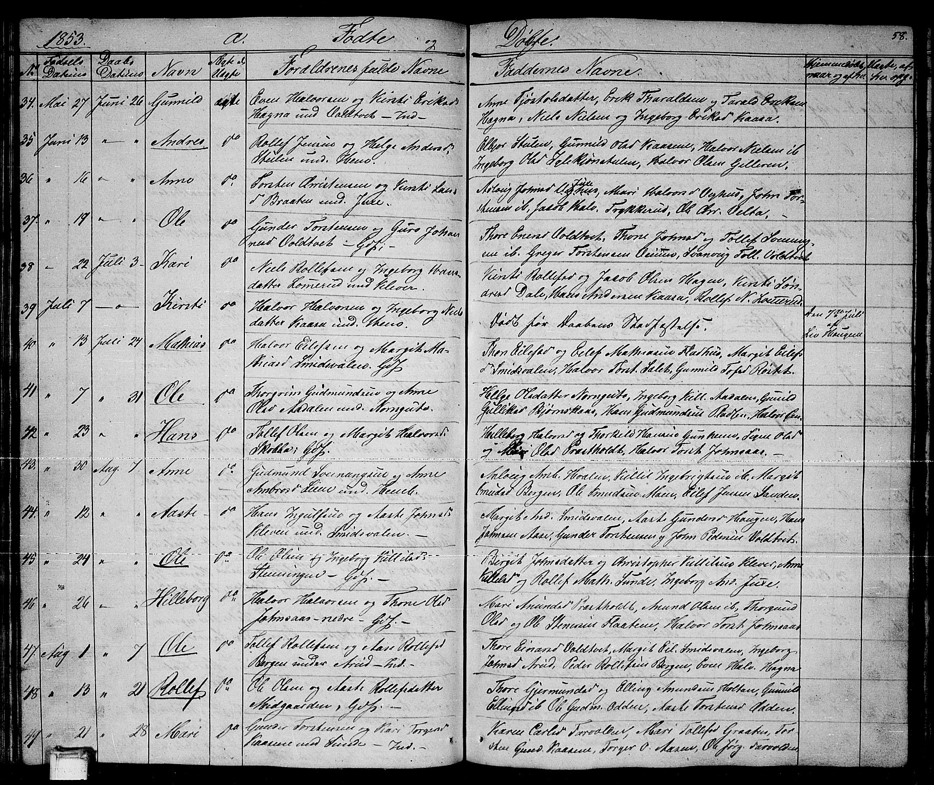 Sauherad kirkebøker, SAKO/A-298/G/Ga/L0002: Parish register (copy) no. I 2, 1842-1866, p. 58