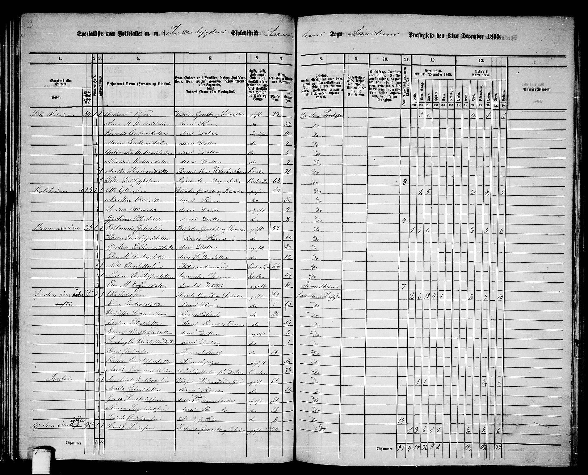 RA, 1865 census for Leksvik, 1865, p. 48