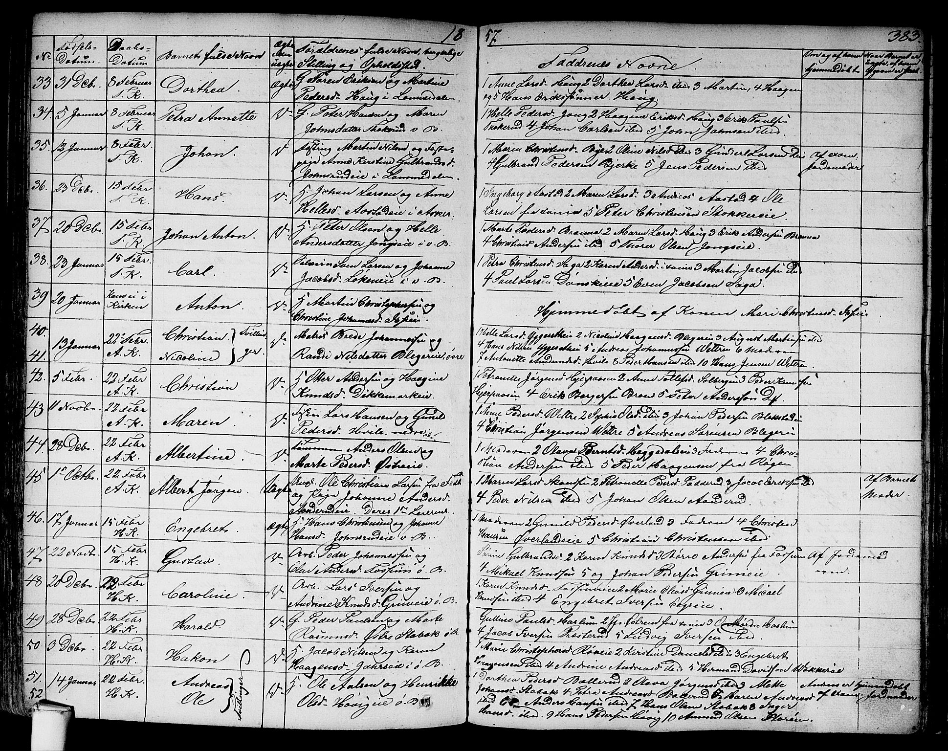 Asker prestekontor Kirkebøker, AV/SAO-A-10256a/F/Fa/L0007: Parish register (official) no. I 7, 1825-1864, p. 383