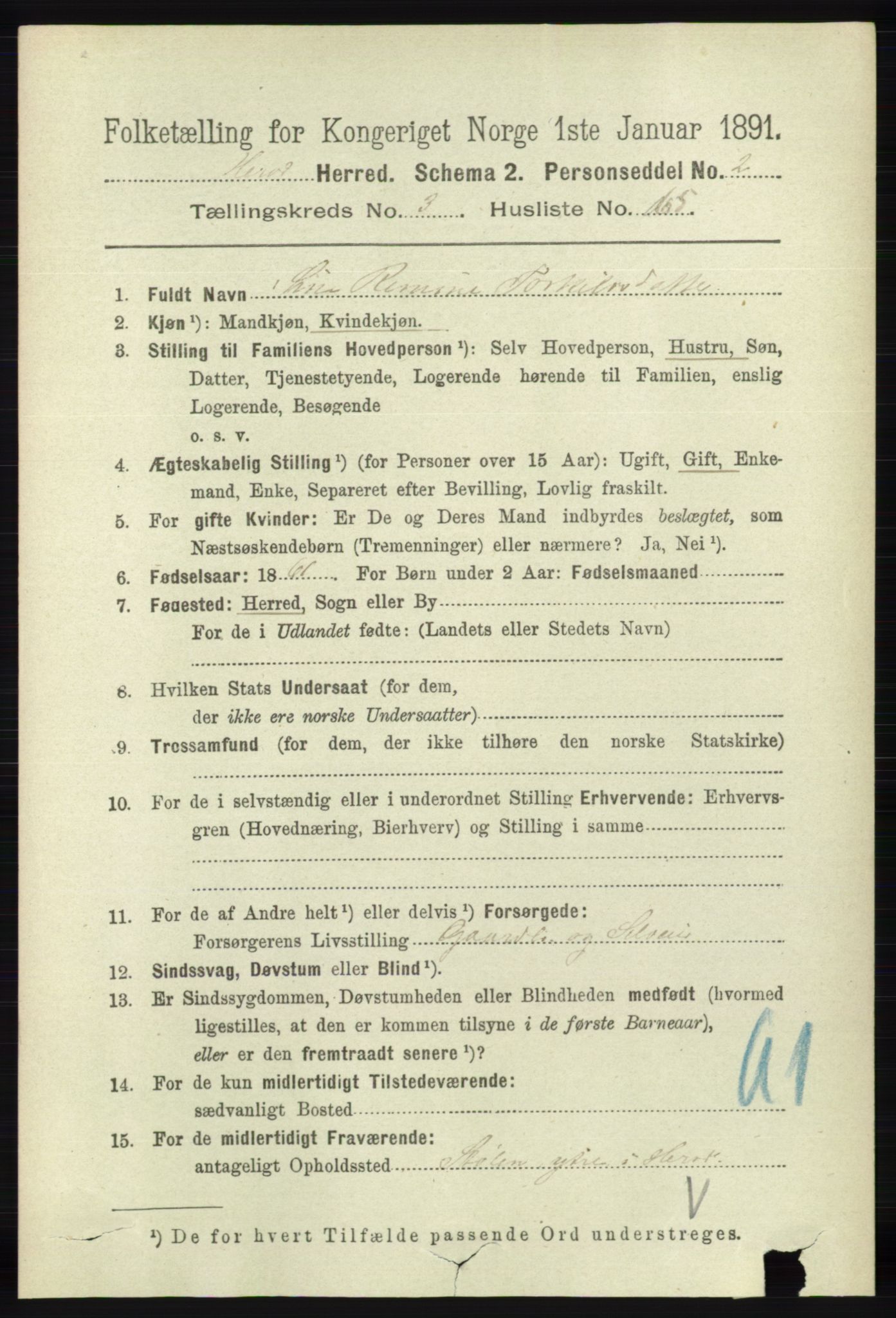 RA, 1891 census for 1039 Herad, 1891, p. 1333