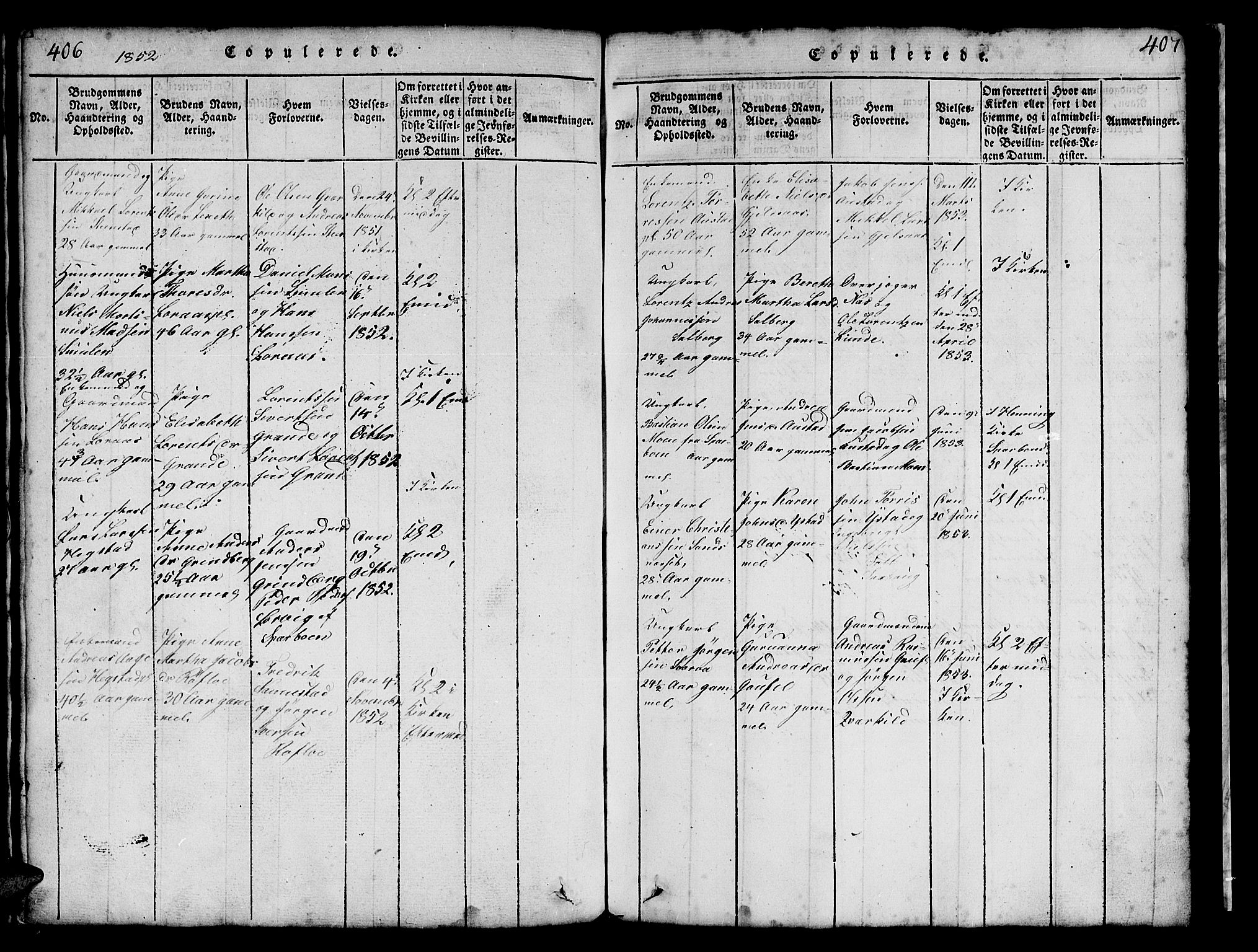 Ministerialprotokoller, klokkerbøker og fødselsregistre - Nord-Trøndelag, SAT/A-1458/731/L0310: Parish register (copy) no. 731C01, 1816-1874, p. 406-407