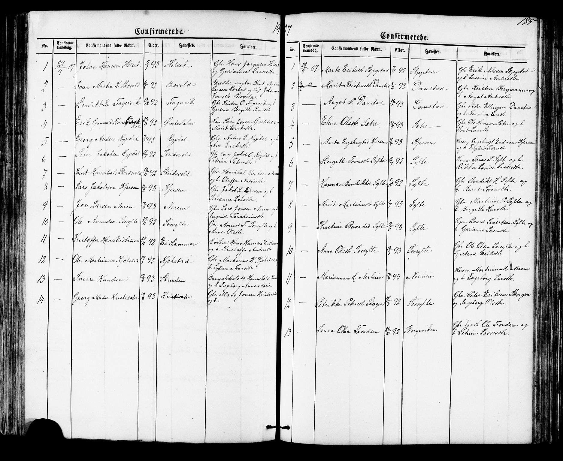 Ministerialprotokoller, klokkerbøker og fødselsregistre - Møre og Romsdal, SAT/A-1454/541/L0547: Parish register (copy) no. 541C02, 1867-1921, p. 185