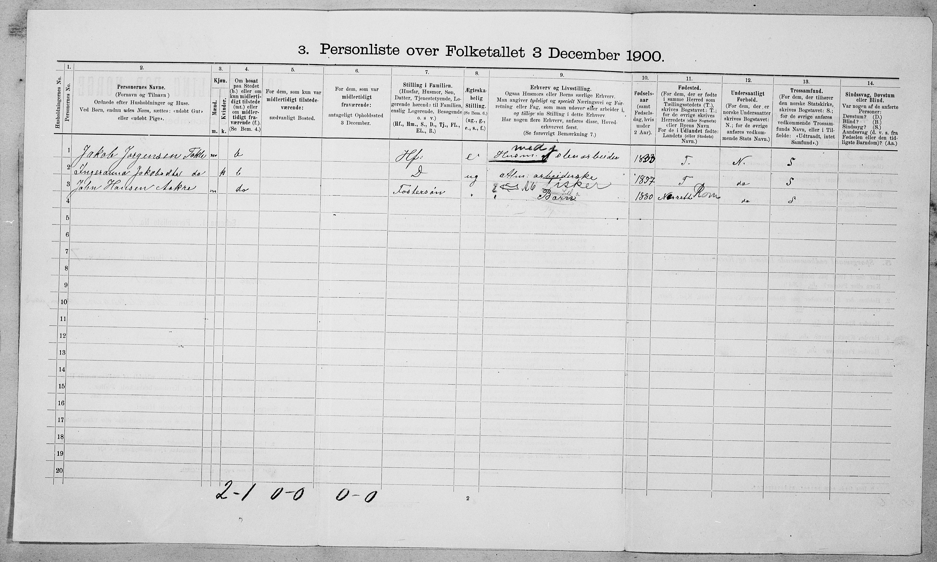 SAT, 1900 census for Grytten, 1900, p. 720