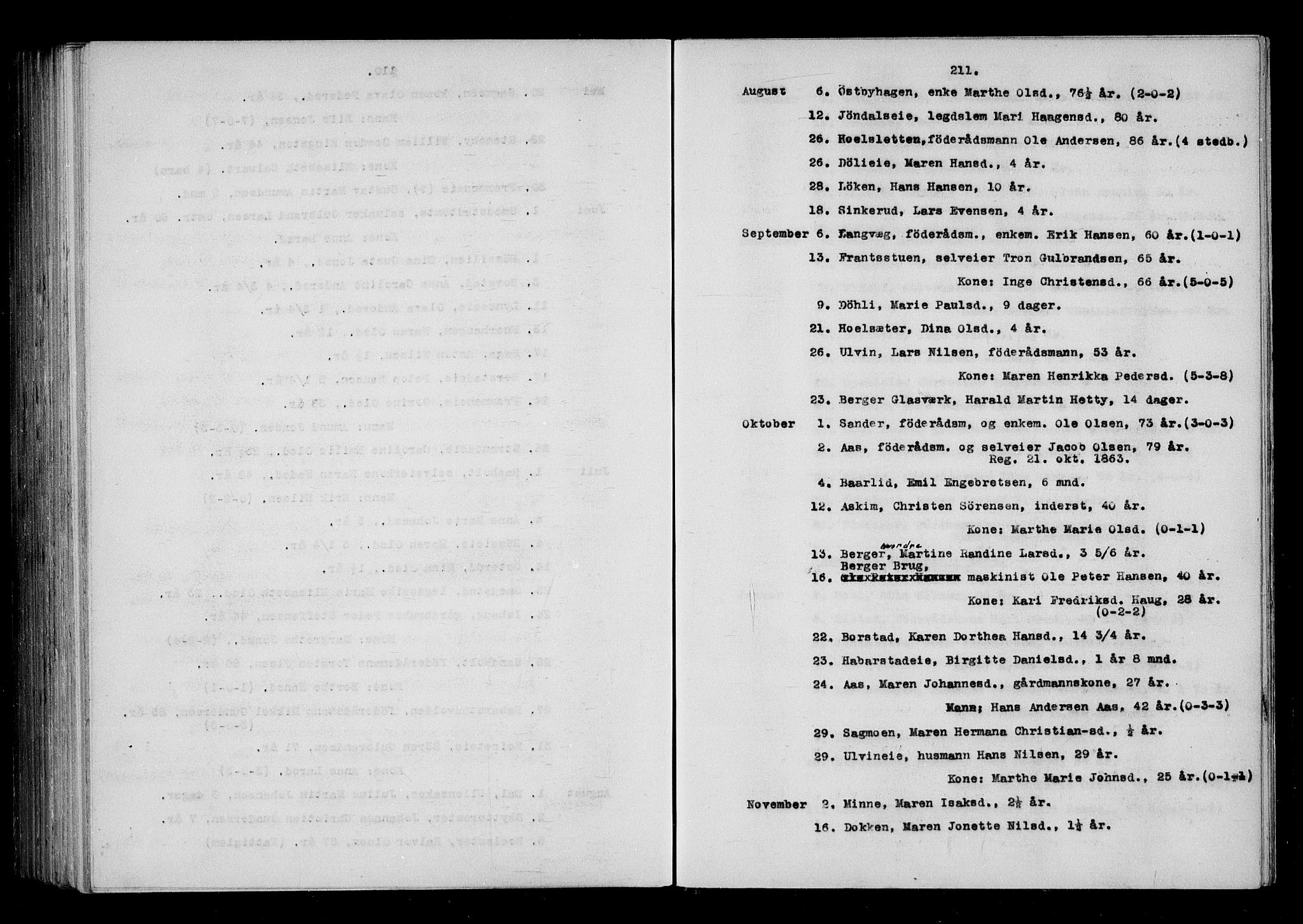 Eidsvoll tingrett, AV/SAO-A-10371/H/Ha/Haa/L0001: Dødsmeldingsprotokoll - Eidsvoll lensmannsdistrikt, 1815-1865, p. 211