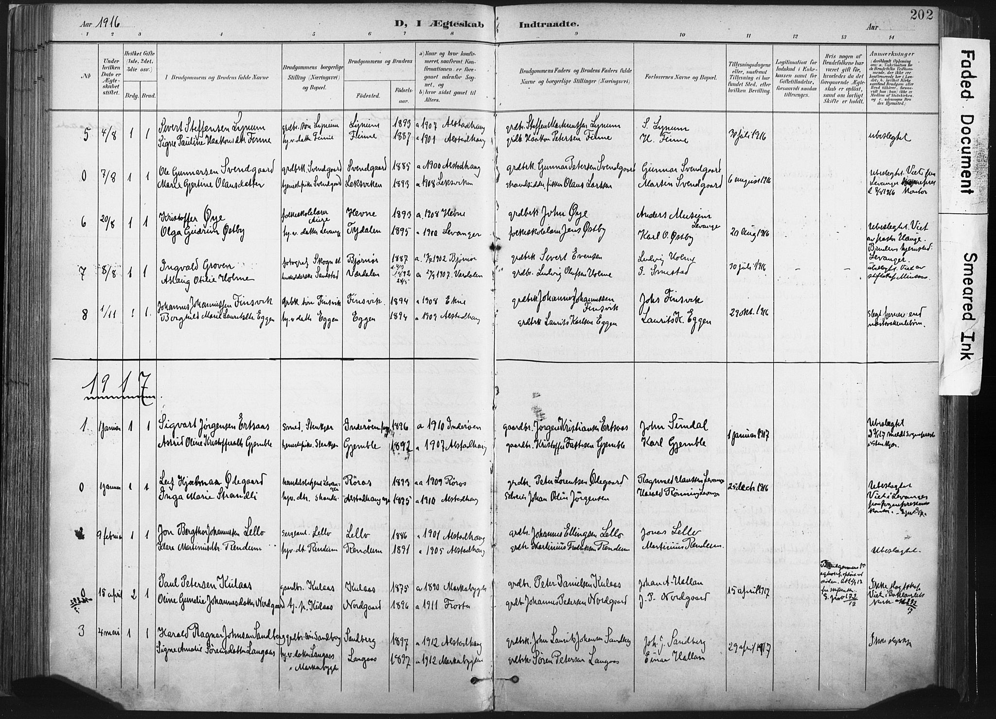 Ministerialprotokoller, klokkerbøker og fødselsregistre - Nord-Trøndelag, SAT/A-1458/717/L0162: Parish register (official) no. 717A12, 1898-1923, p. 202