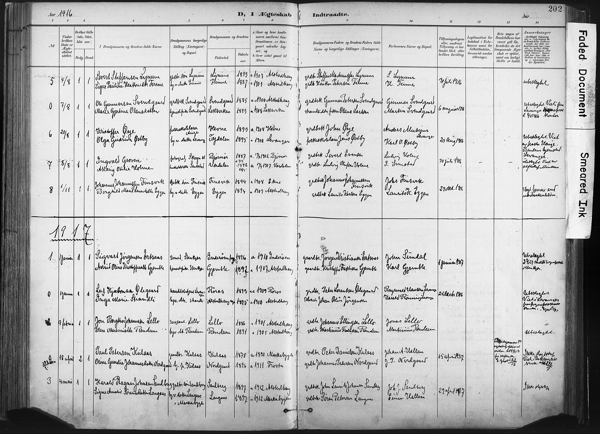 Ministerialprotokoller, klokkerbøker og fødselsregistre - Nord-Trøndelag, AV/SAT-A-1458/717/L0162: Parish register (official) no. 717A12, 1898-1923, p. 202