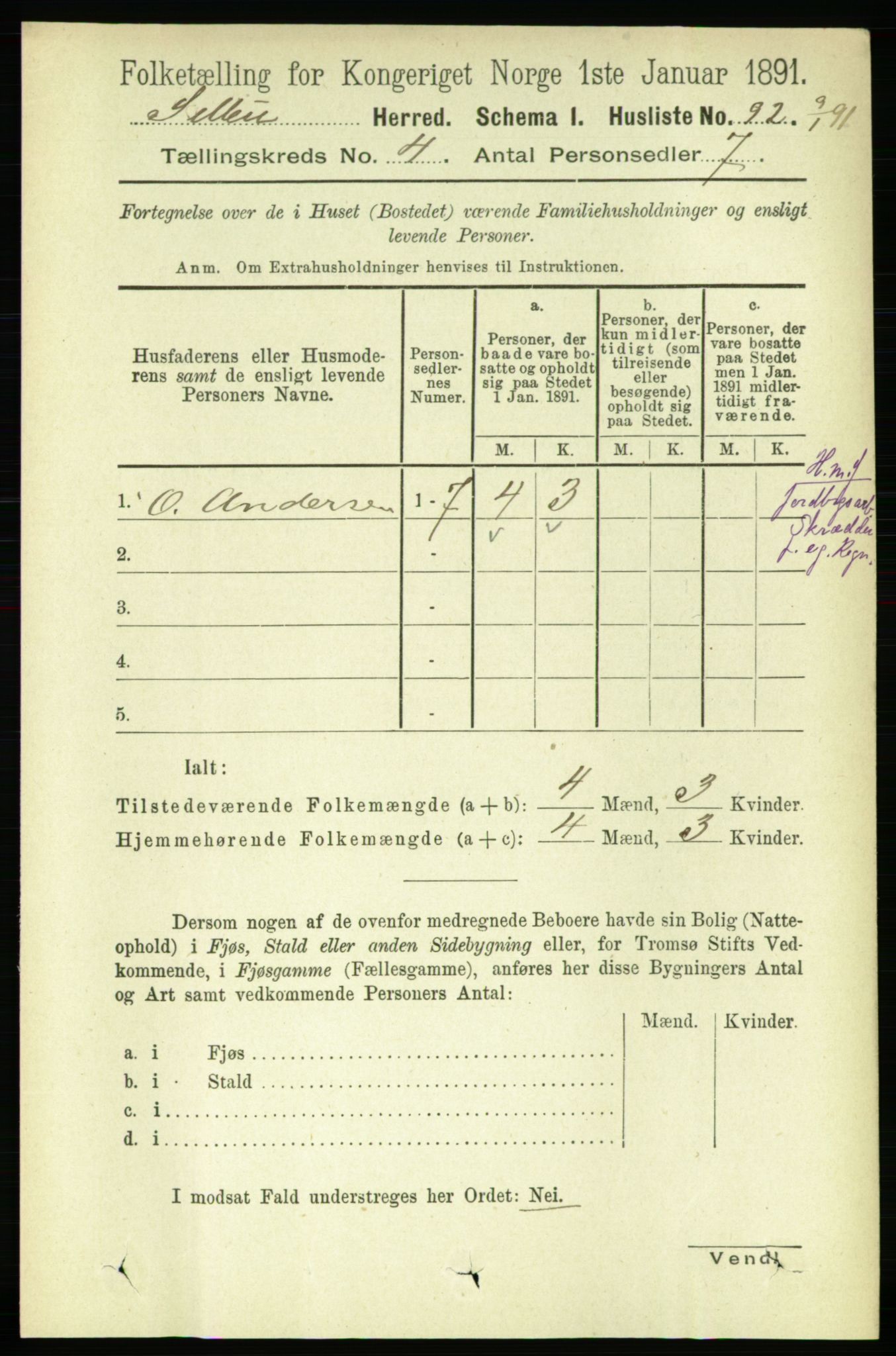 RA, 1891 census for 1664 Selbu, 1891, p. 1052