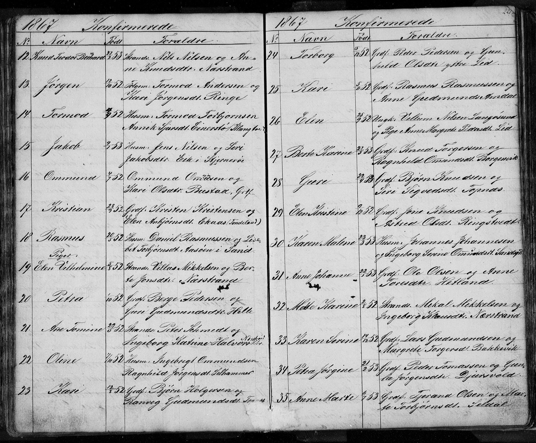 Nedstrand sokneprestkontor, SAST/A-101841/01/V: Parish register (copy) no. B 3, 1848-1933, p. 221