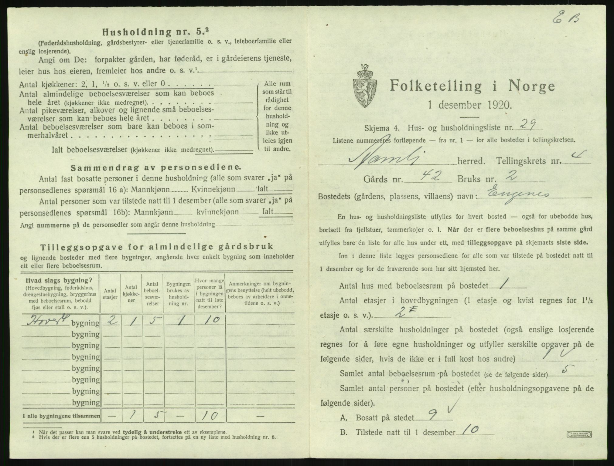 SAK, 1920 census for Åmli, 1920, p. 299