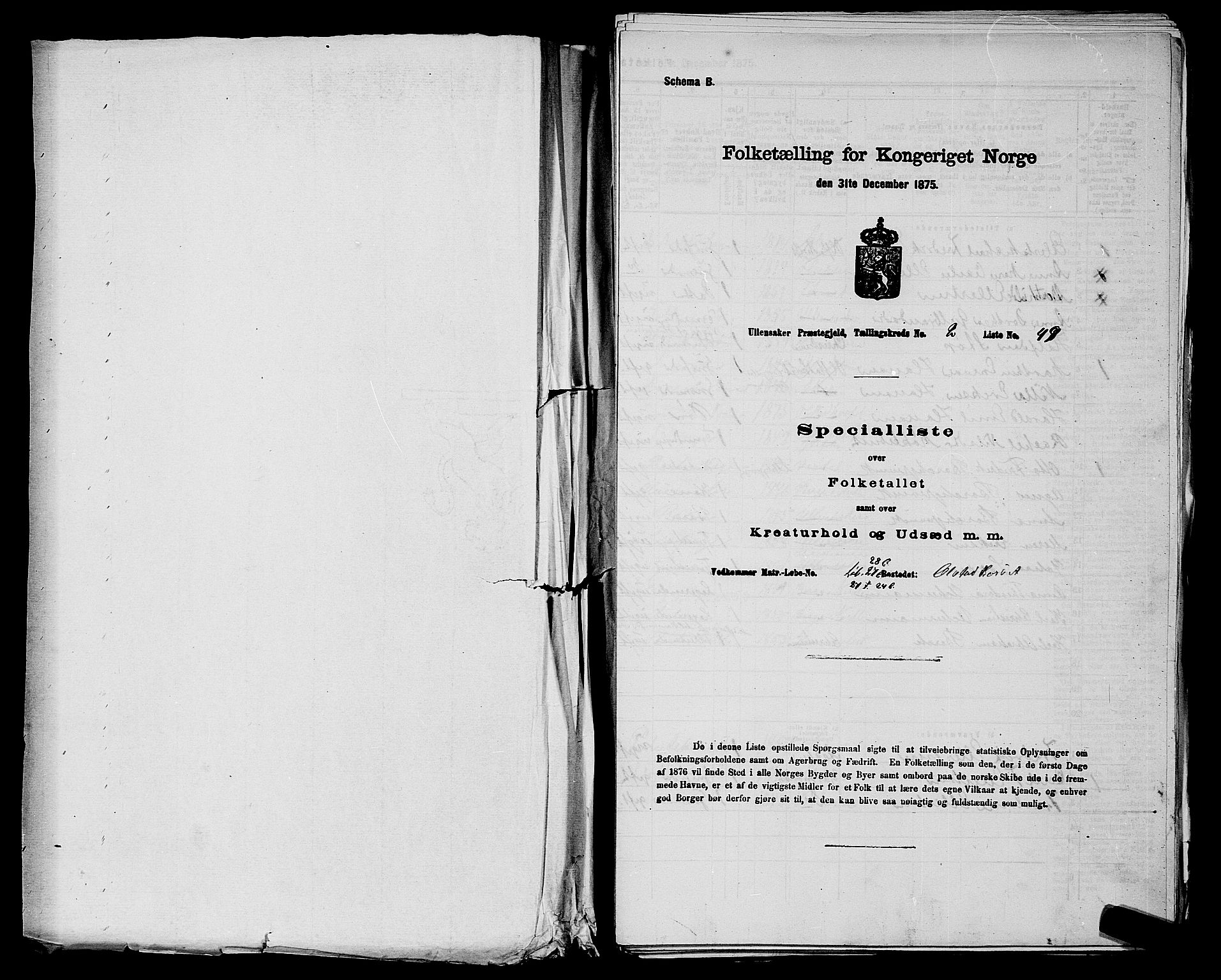 RA, 1875 census for 0235P Ullensaker, 1875, p. 162