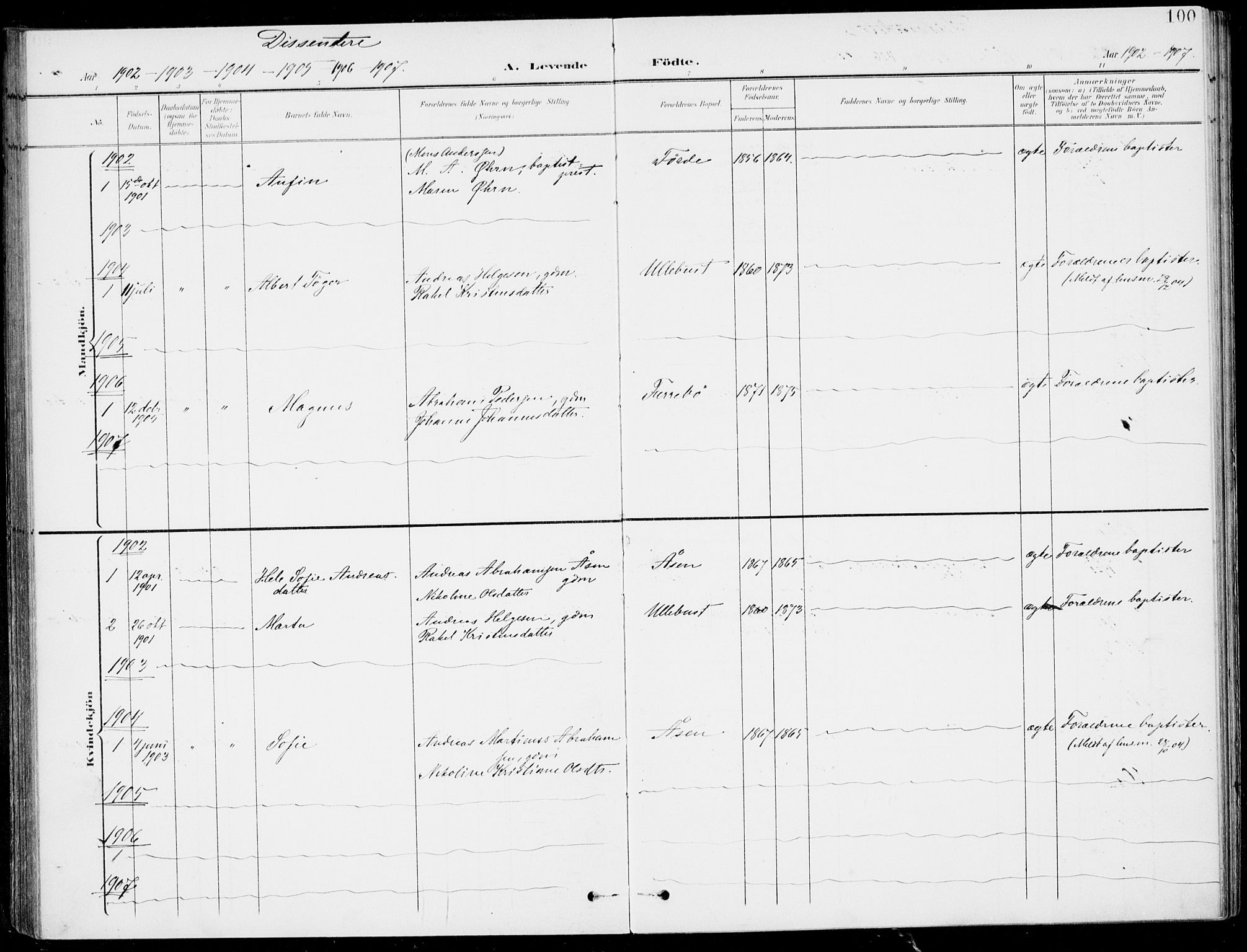 Førde sokneprestembete, SAB/A-79901/H/Haa/Haab/L0002: Parish register (official) no. B  2, 1899-1920, p. 100