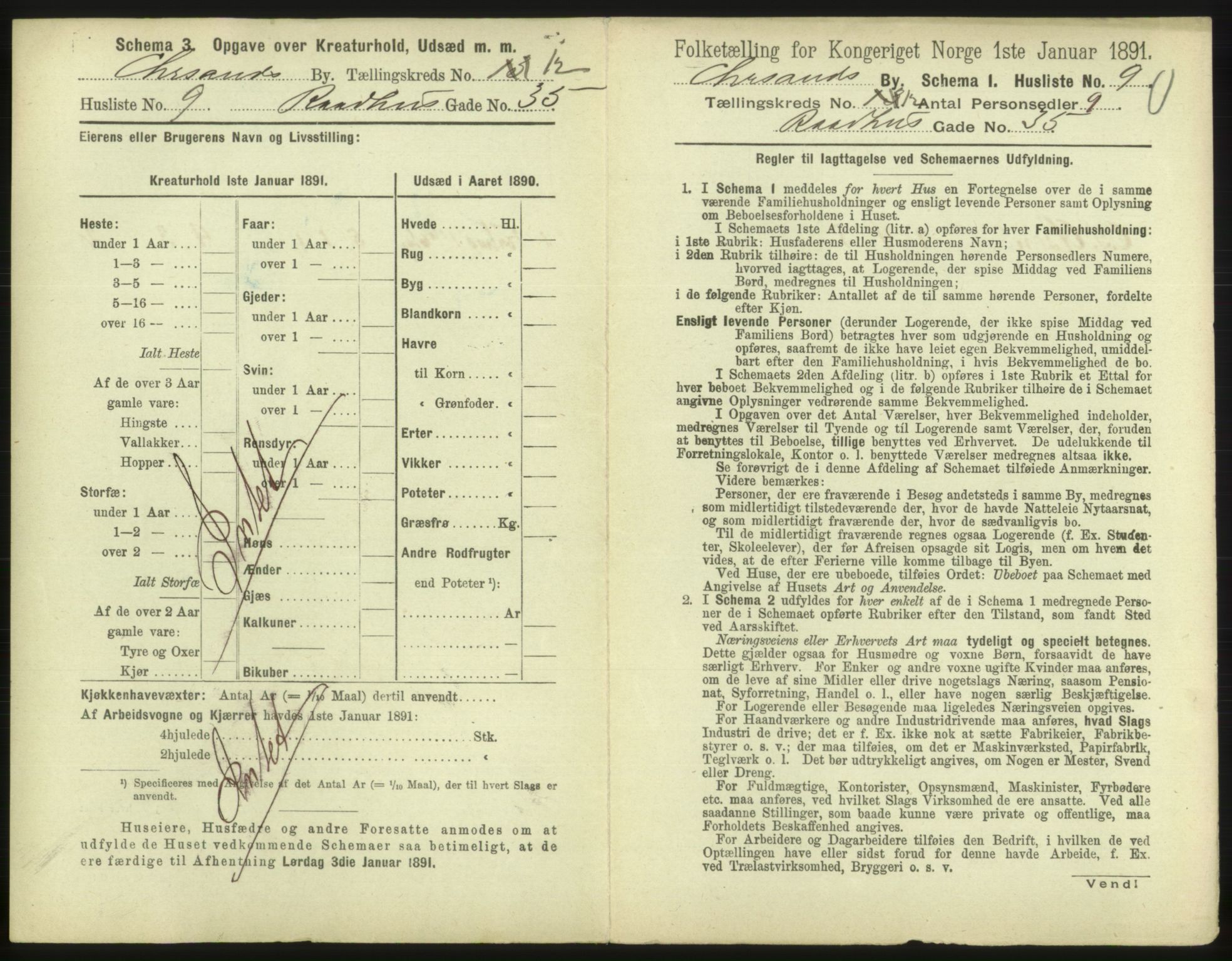 RA, 1891 census for 1001 Kristiansand, 1891, p. 864