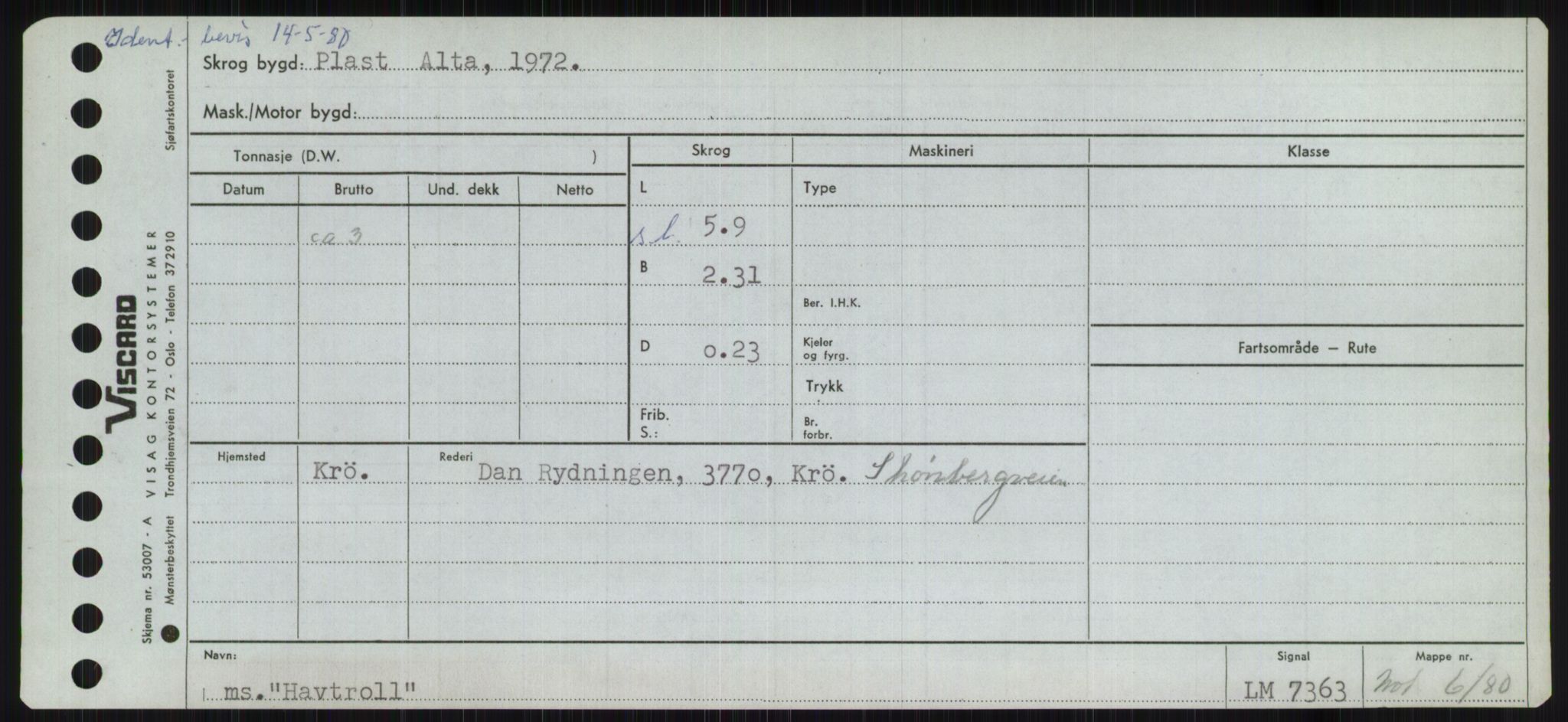 Sjøfartsdirektoratet med forløpere, Skipsmålingen, RA/S-1627/H/Ha/L0002/0002: Fartøy, Eik-Hill / Fartøy, G-Hill, p. 717