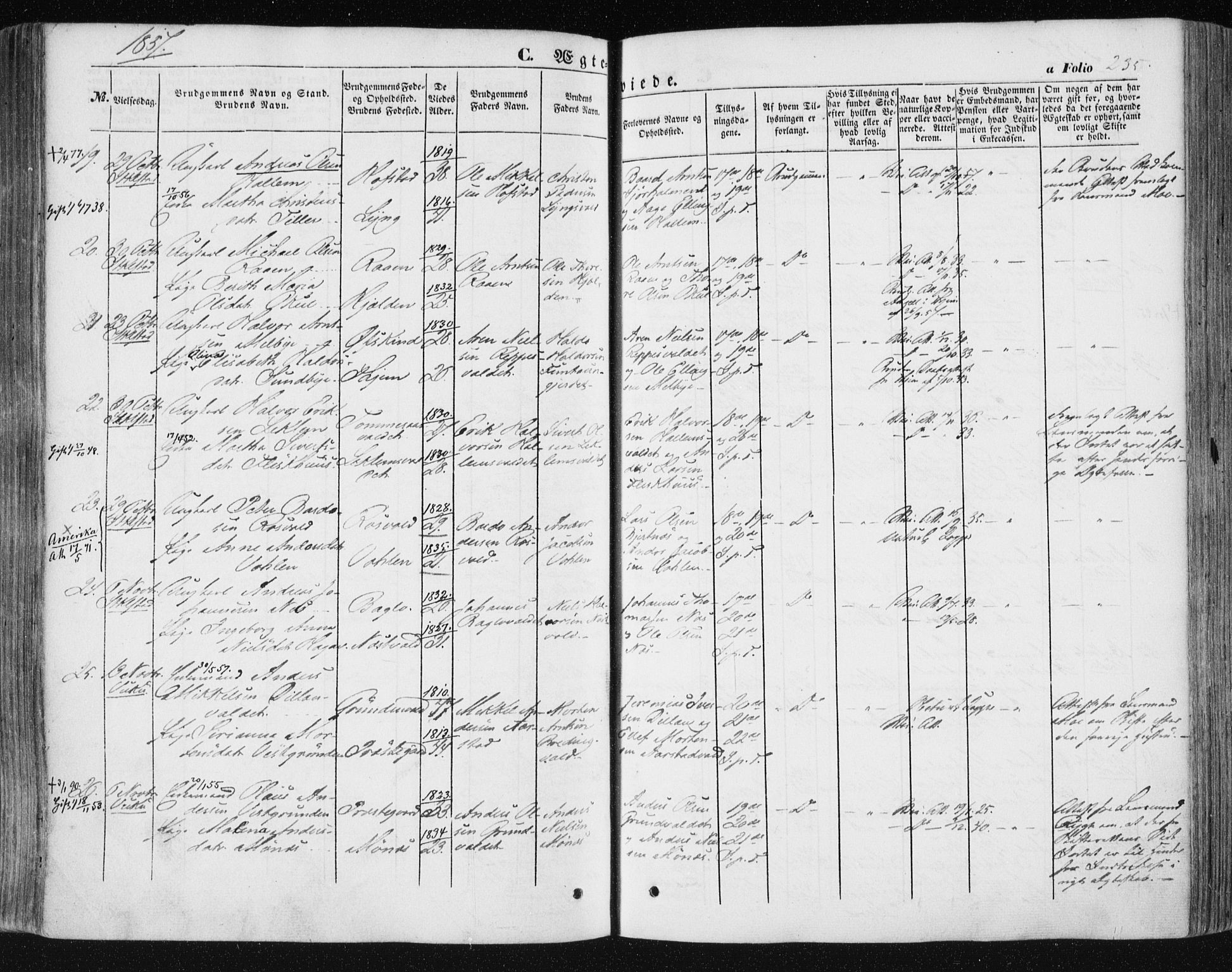 Ministerialprotokoller, klokkerbøker og fødselsregistre - Nord-Trøndelag, AV/SAT-A-1458/723/L0240: Parish register (official) no. 723A09, 1852-1860, p. 235