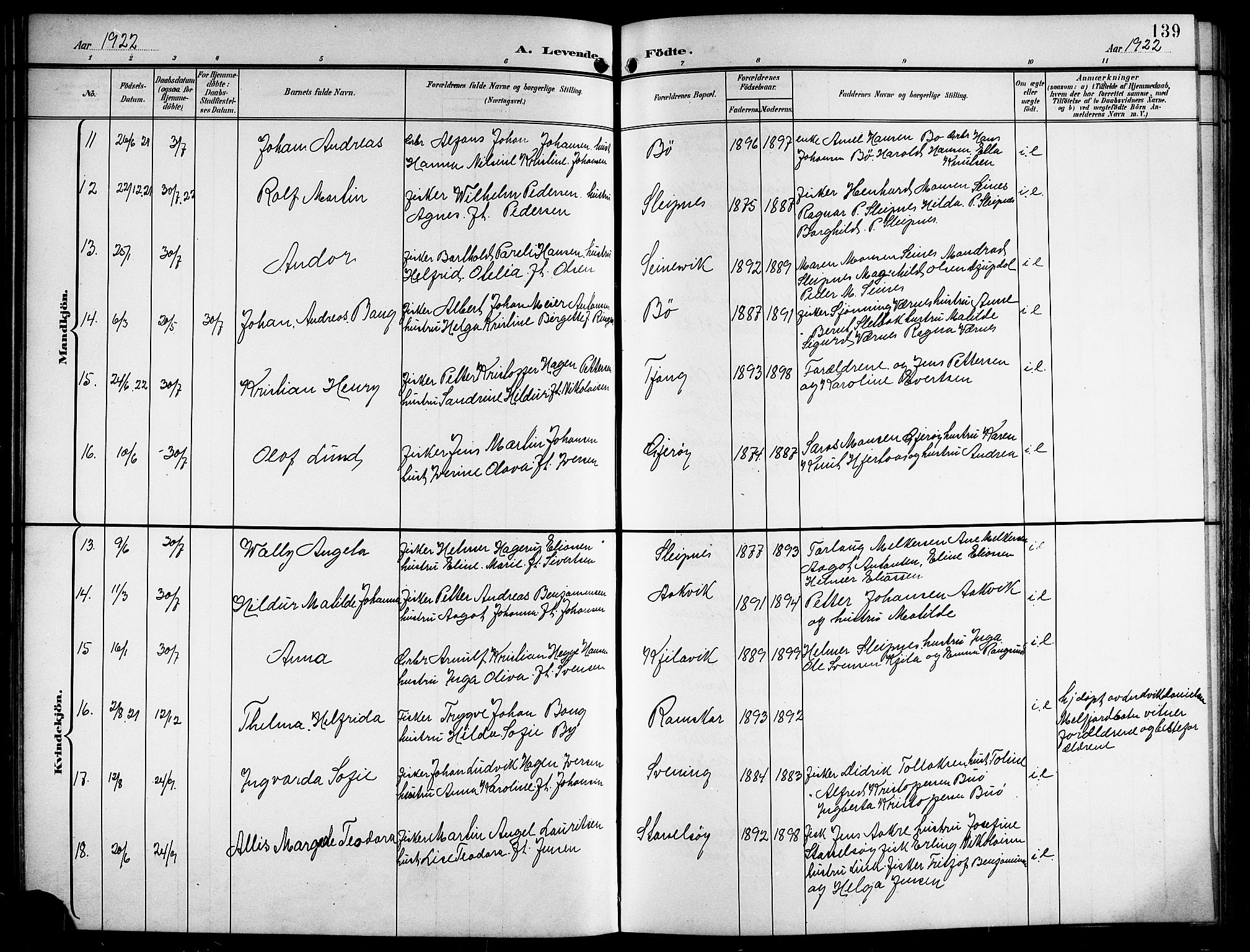 Ministerialprotokoller, klokkerbøker og fødselsregistre - Nordland, AV/SAT-A-1459/841/L0621: Parish register (copy) no. 841C05, 1897-1923, p. 139