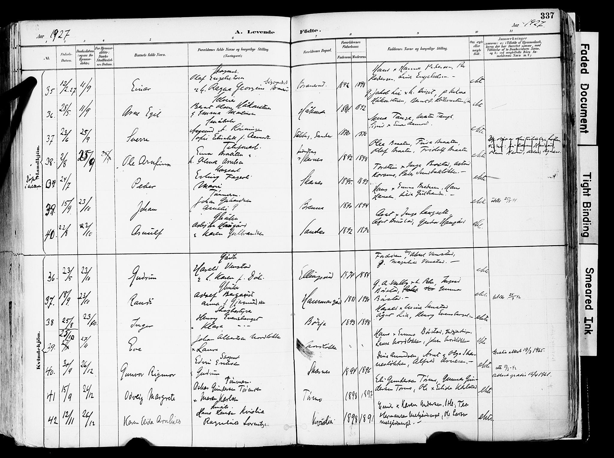 Sør-Odal prestekontor, AV/SAH-PREST-030/H/Ha/Haa/L0006: Parish register (official) no. 6, 1886-1931, p. 337