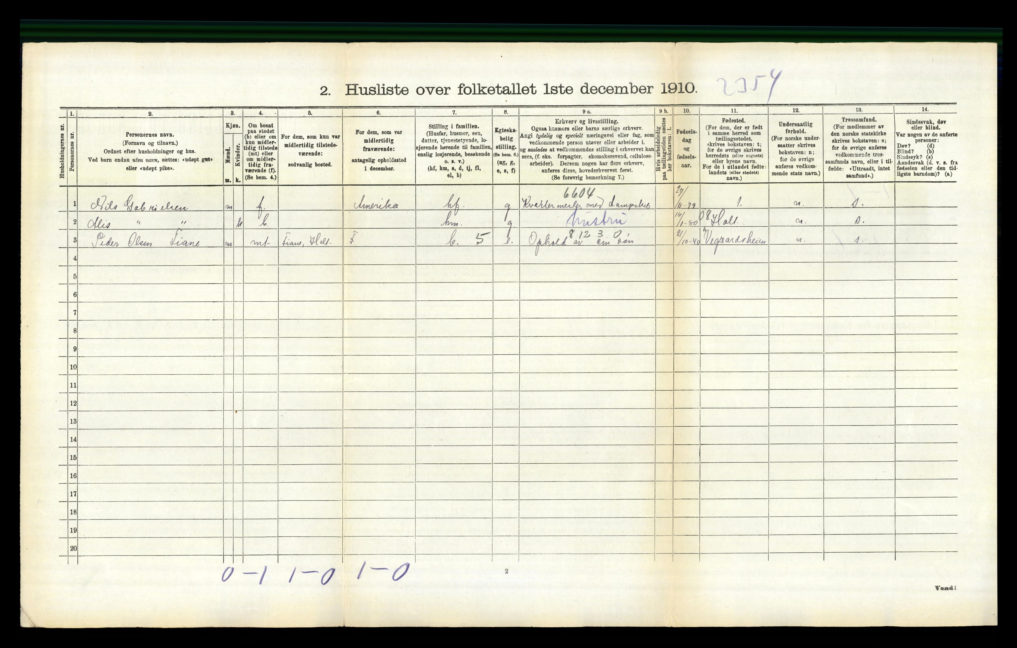 RA, 1910 census for Flosta, 1910, p. 312