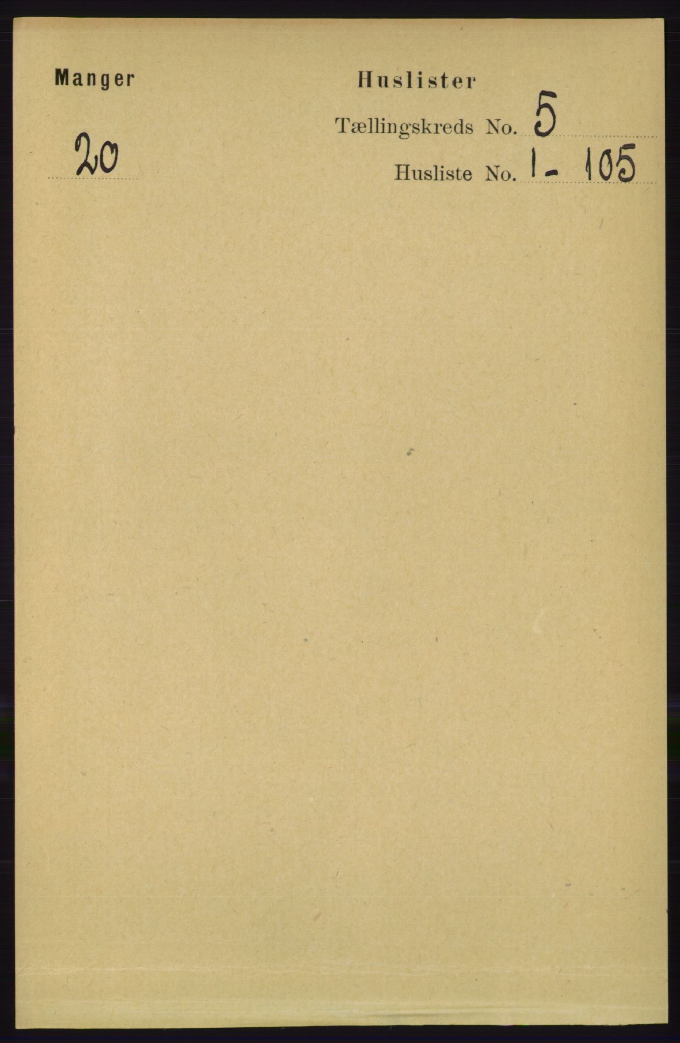 RA, 1891 census for 1261 Manger, 1891, p. 2541