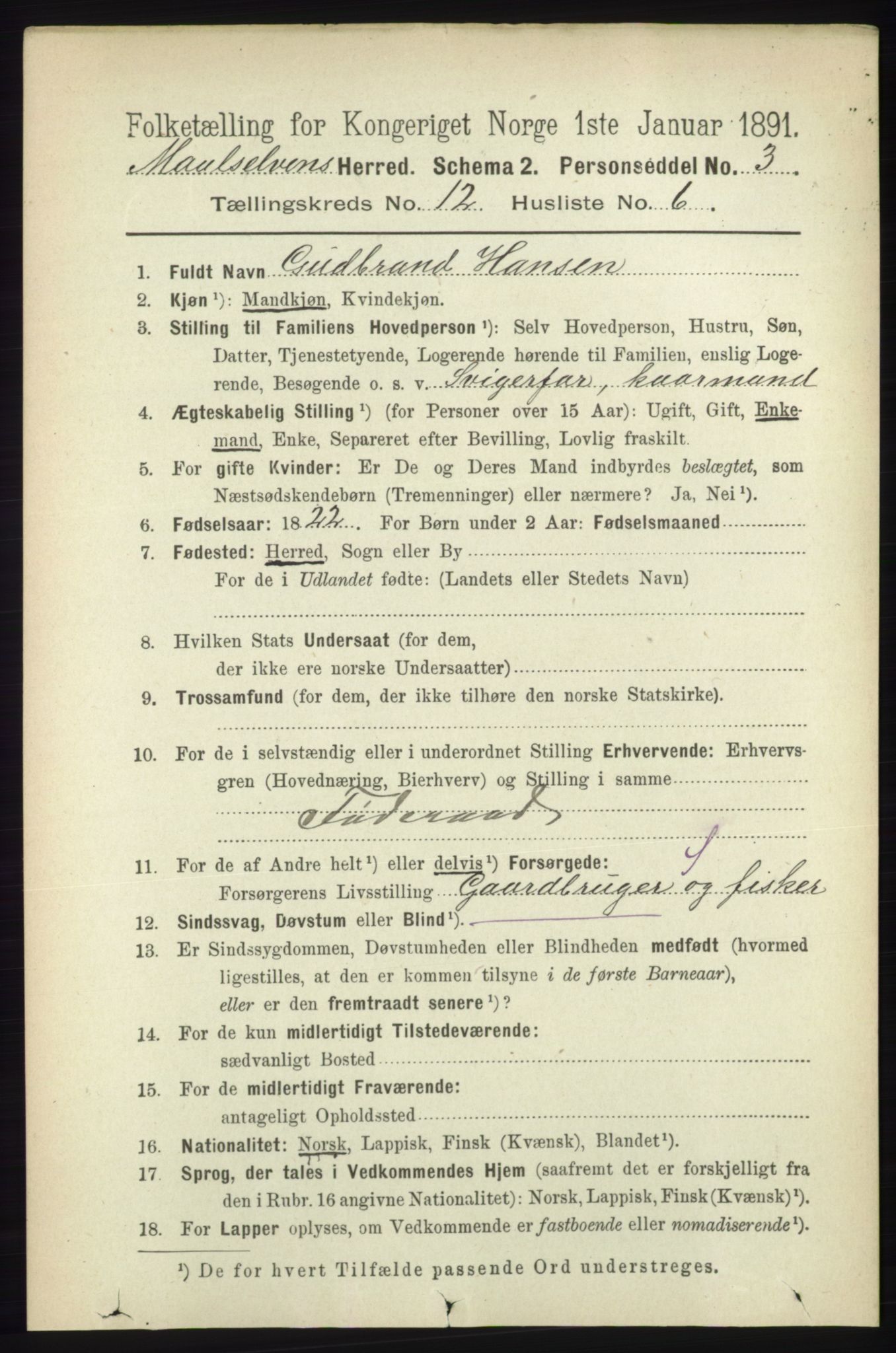 RA, 1891 census for 1924 Målselv, 1891, p. 3829