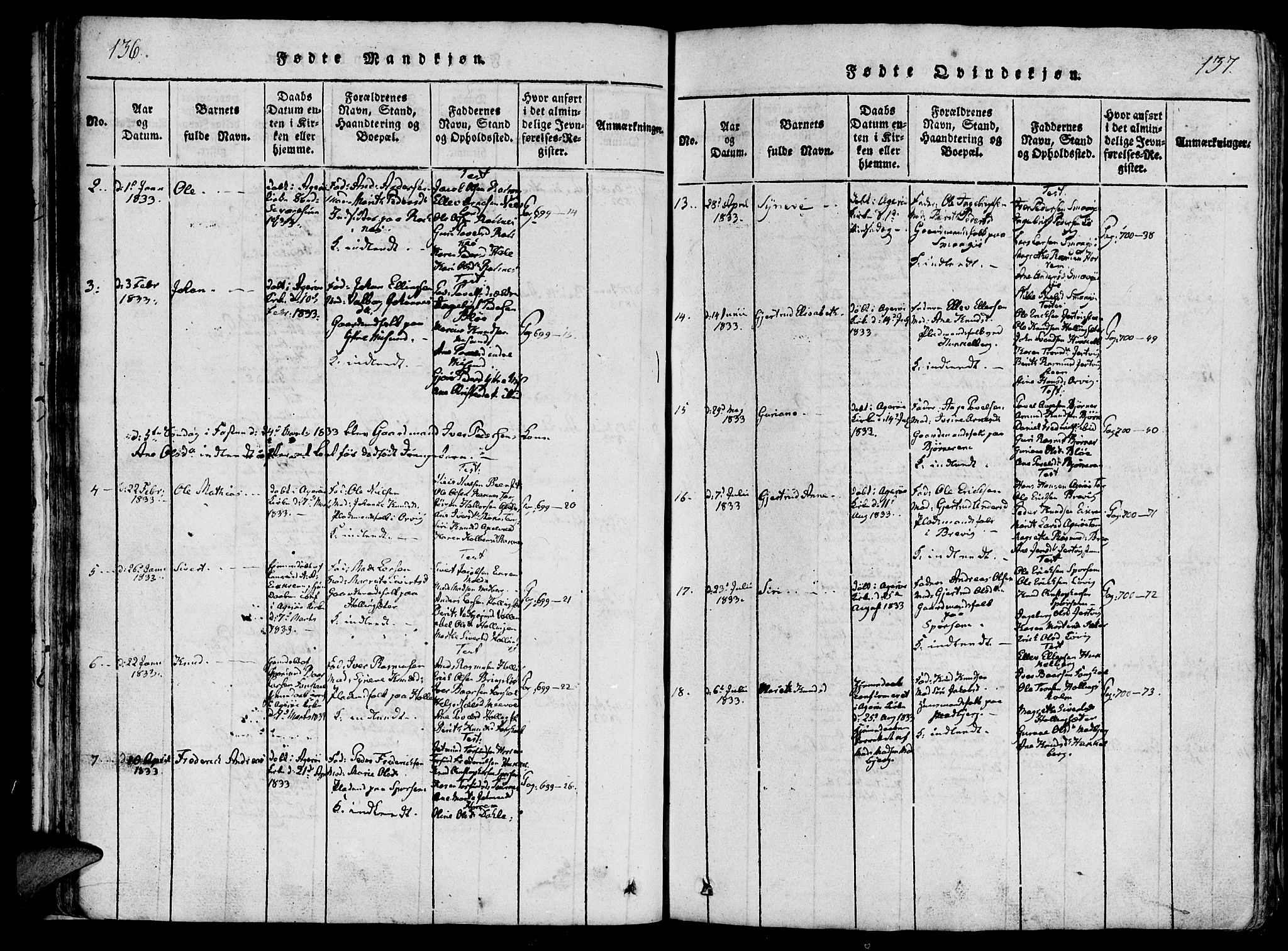 Ministerialprotokoller, klokkerbøker og fødselsregistre - Møre og Romsdal, AV/SAT-A-1454/560/L0718: Parish register (official) no. 560A02, 1817-1844, p. 136-137