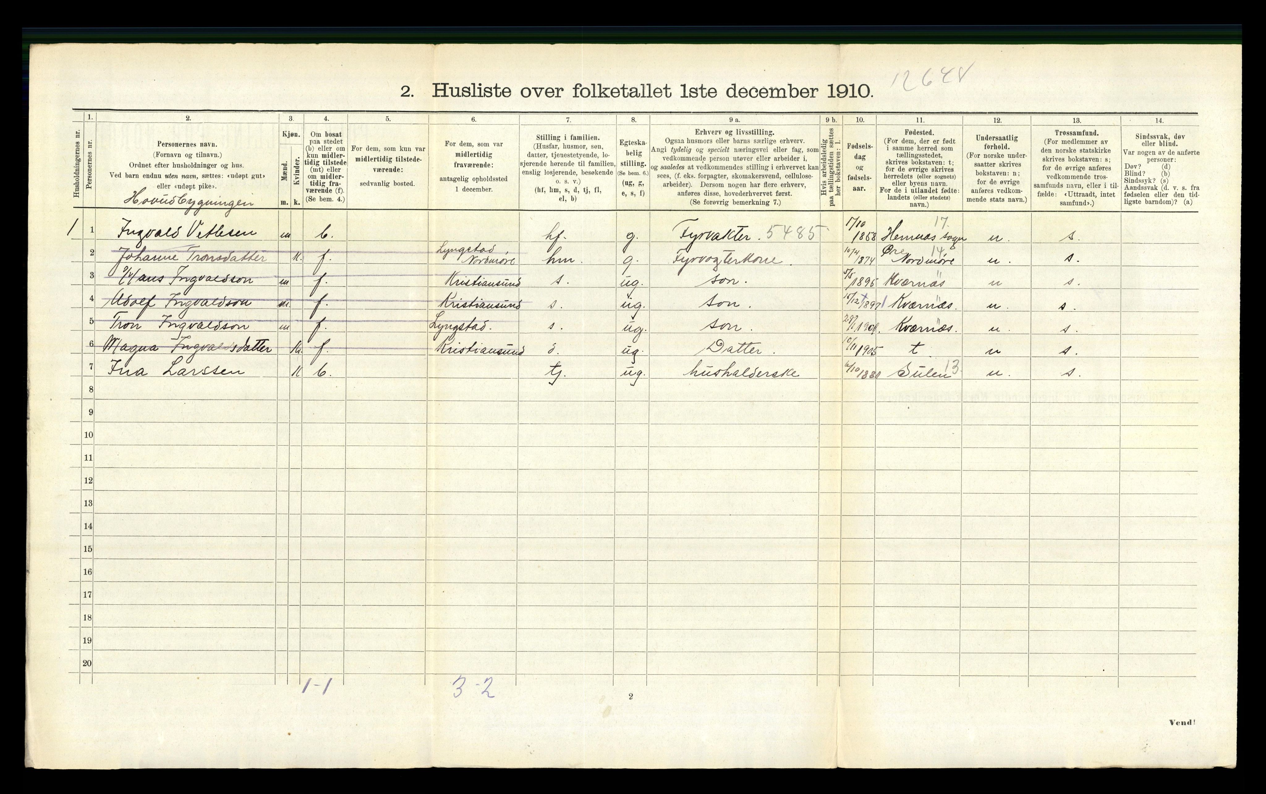 RA, 1910 census for Askvoll, 1910, p. 884