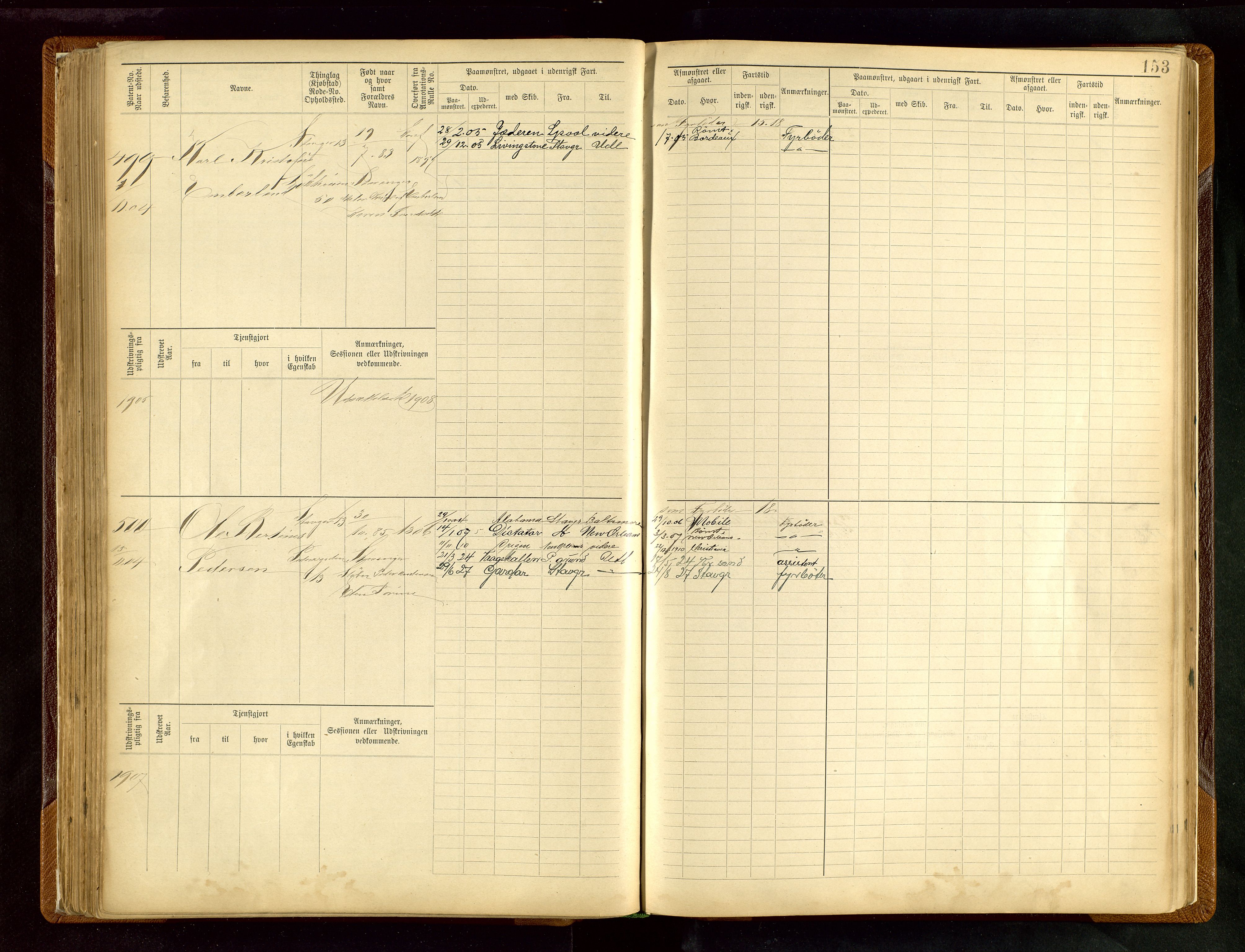 Stavanger sjømannskontor, AV/SAST-A-102006/F/Fe/L0005: Maskinist- og fyrbøterrulle, patentnr. 195-781 (dublett), 1894-1922, p. 158