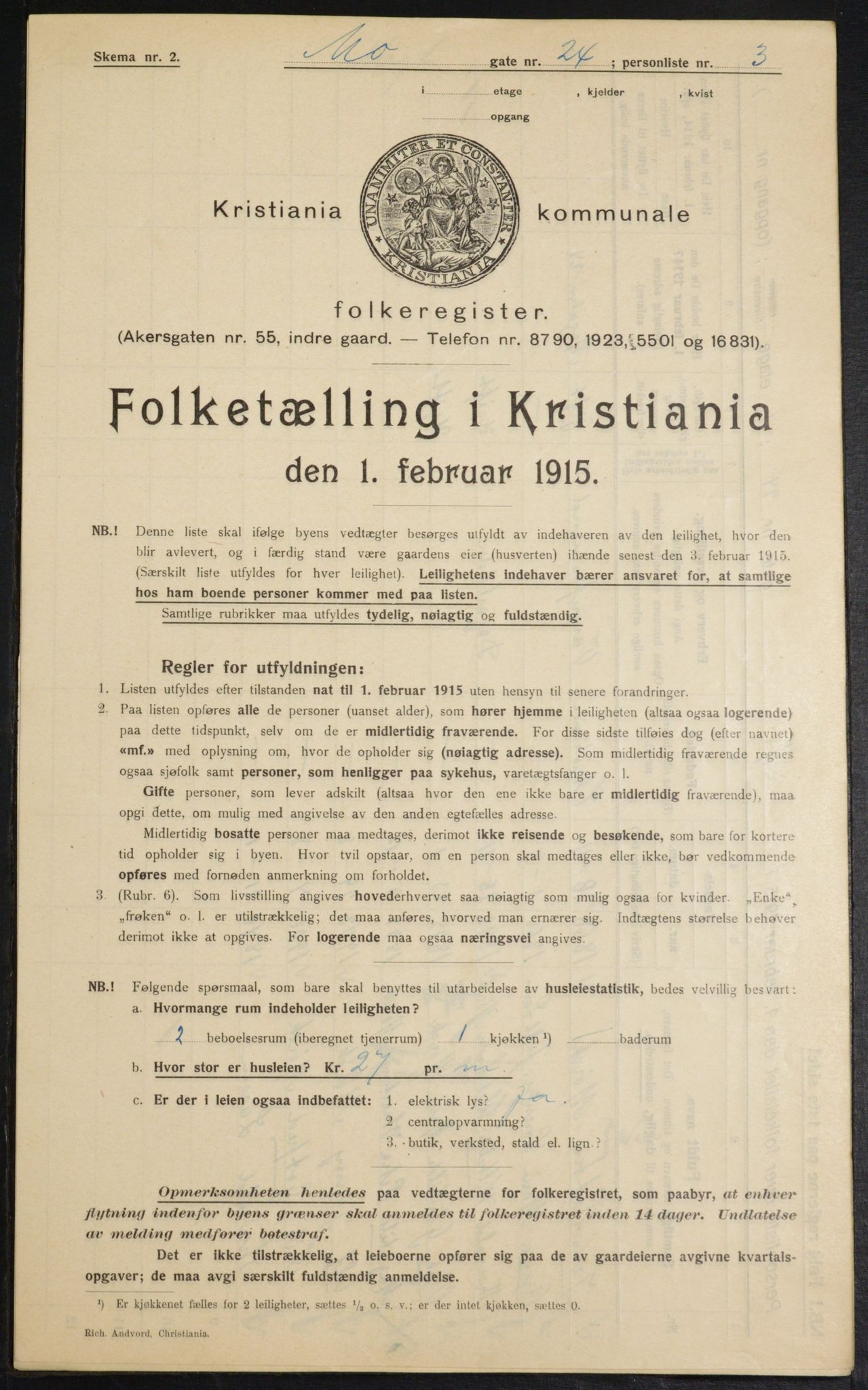 OBA, Municipal Census 1915 for Kristiania, 1915, p. 65003