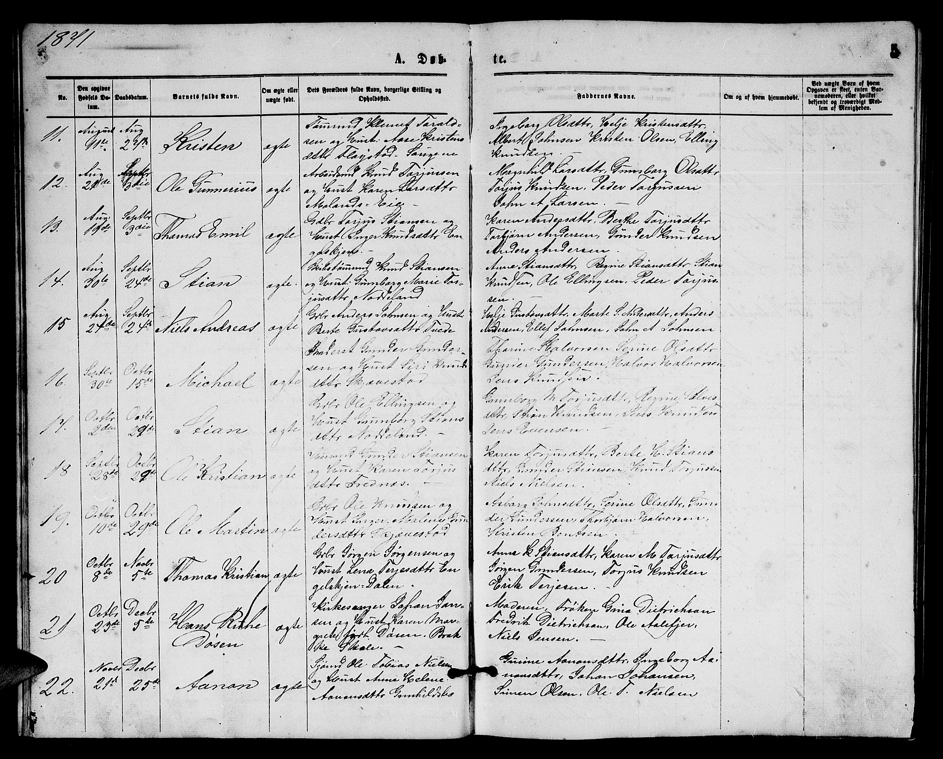 Austre Moland sokneprestkontor, SAK/1111-0001/F/Fb/Fba/L0002: Parish register (copy) no. B 2, 1869-1879, p. 5
