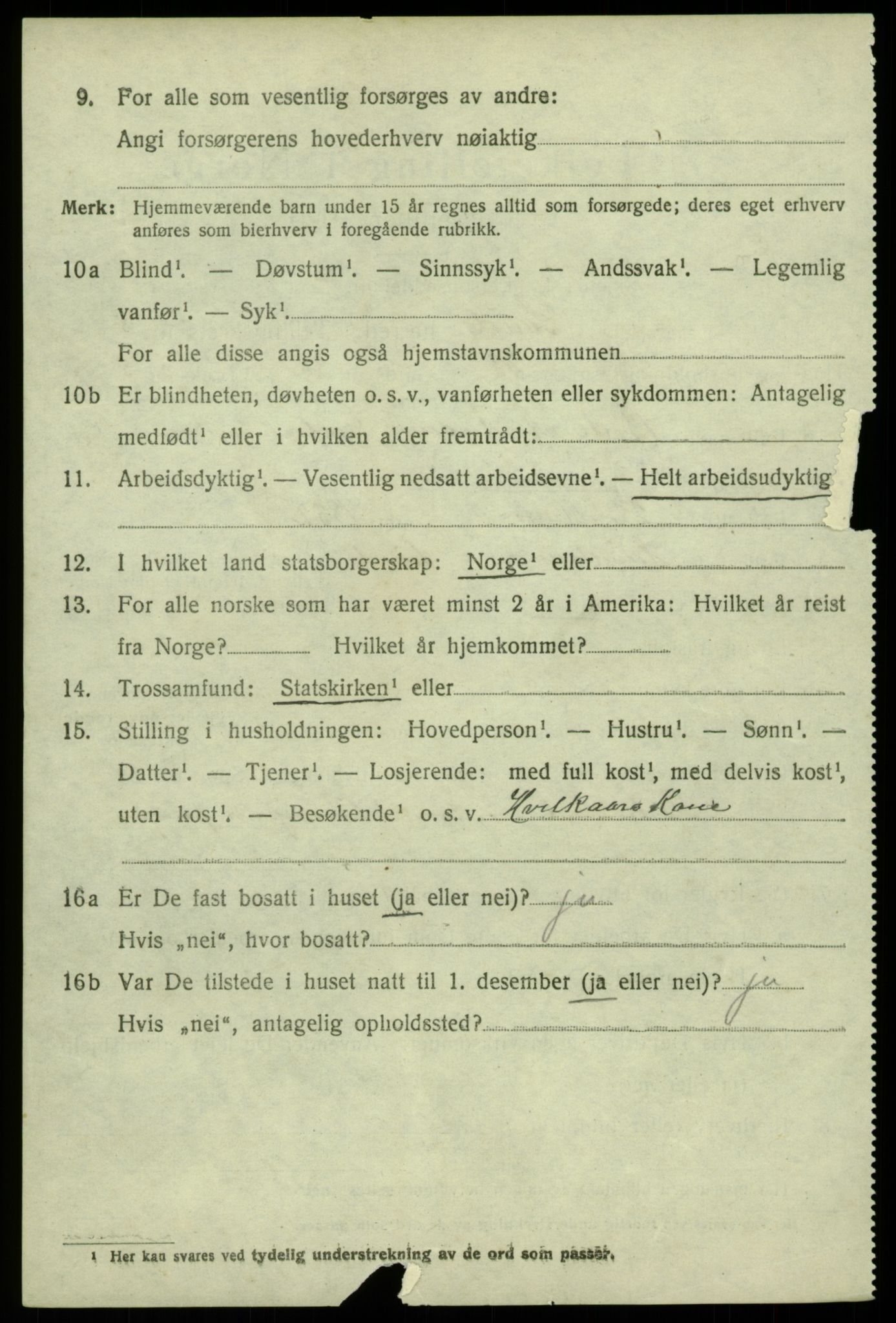 SAB, 1920 census for Sund, 1920, p. 5302