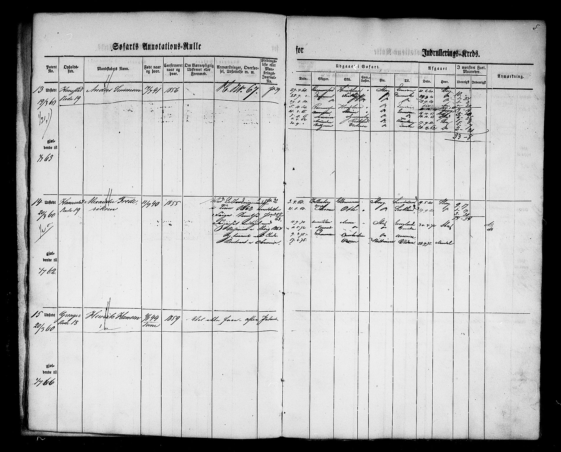 Sarpsborg mønstringskontor, AV/SAO-A-10569c/F/Fc/Fca/L0001: Annotasjonsrulle, 1860-1868, p. 7