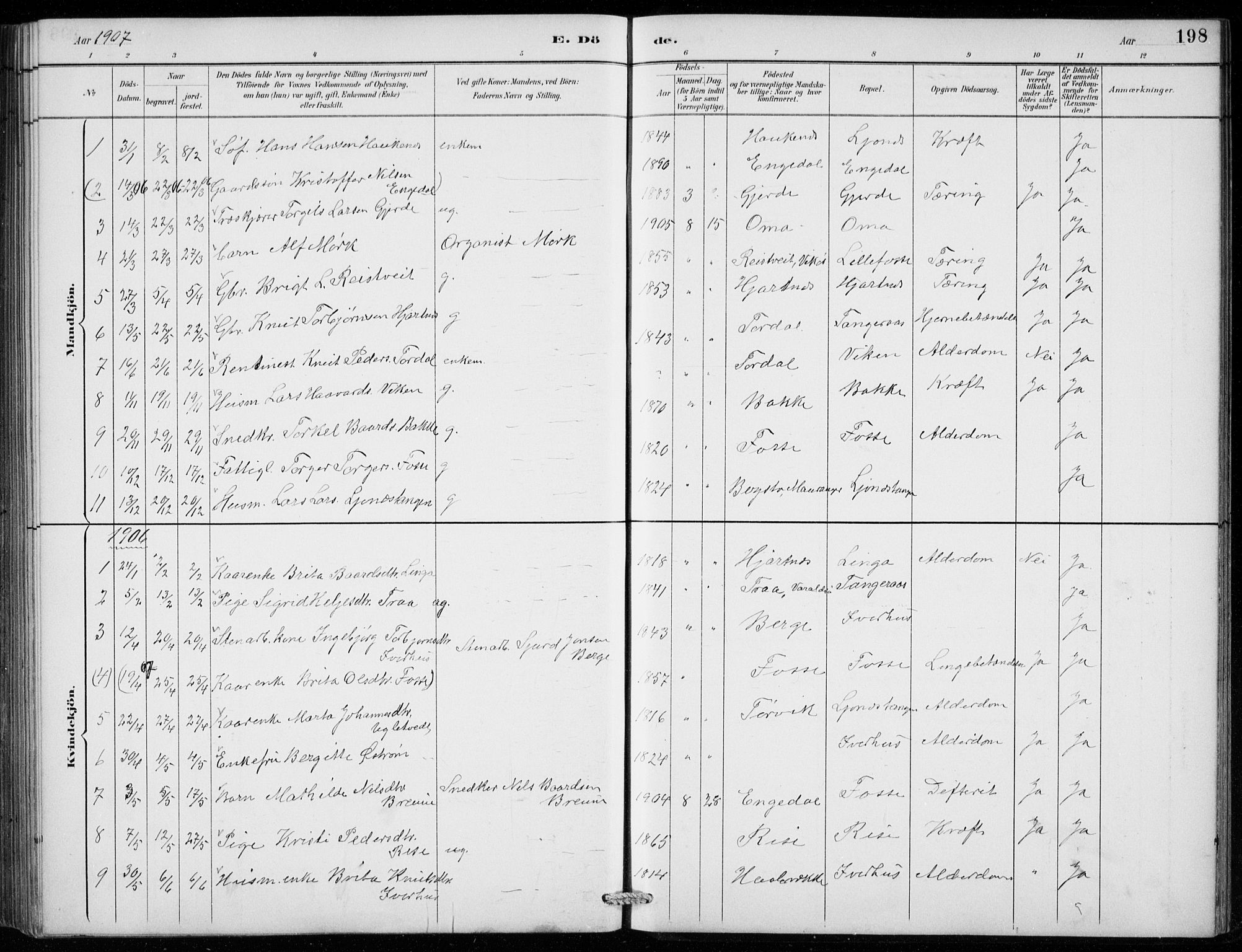 Strandebarm sokneprestembete, AV/SAB-A-78401/H/Hab: Parish register (copy) no. B  1, 1891-1914, p. 198