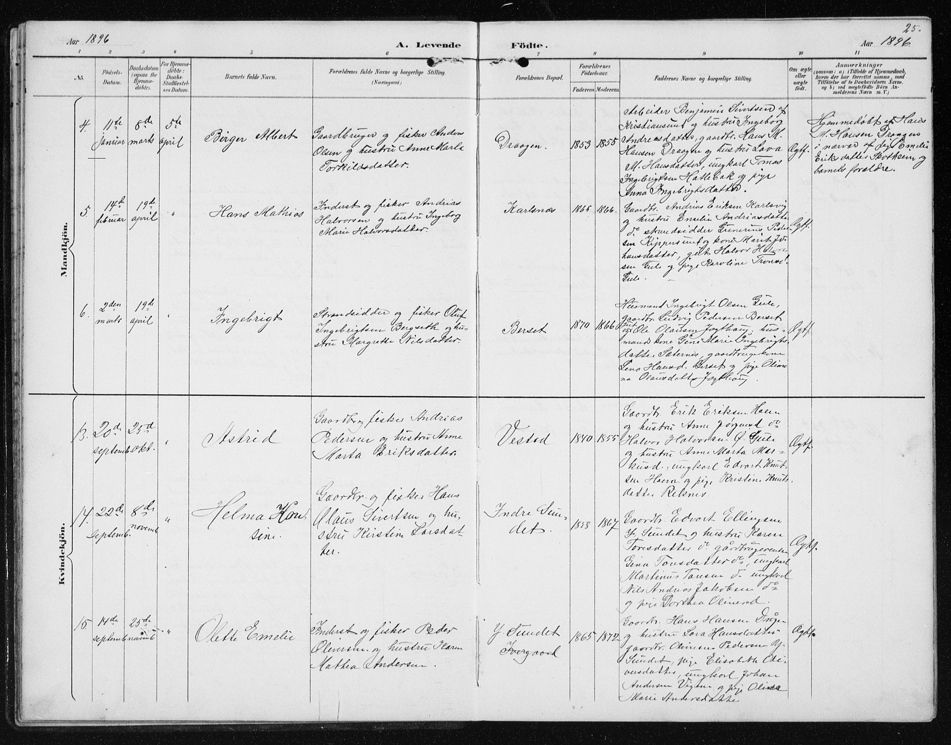 Ministerialprotokoller, klokkerbøker og fødselsregistre - Møre og Romsdal, AV/SAT-A-1454/566/L0773: Parish register (copy) no. 566C02, 1892-1909, p. 25