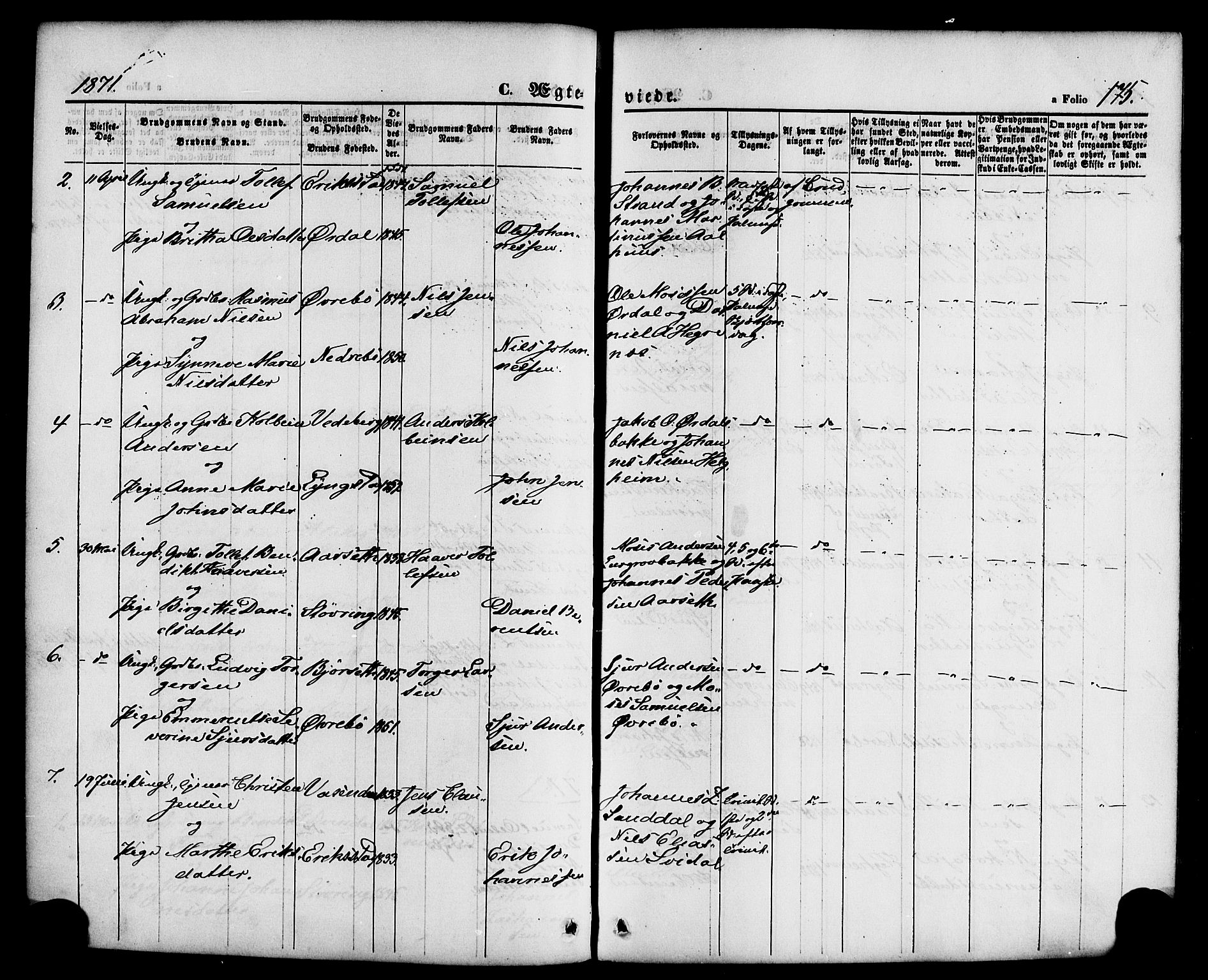 Jølster sokneprestembete, AV/SAB-A-80701/H/Haa/Haaa/L0011: Parish register (official) no. A 11, 1866-1881, p. 175