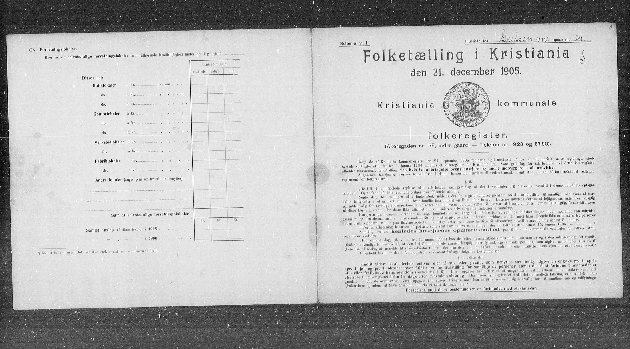 OBA, Municipal Census 1905 for Kristiania, 1905, p. 15451