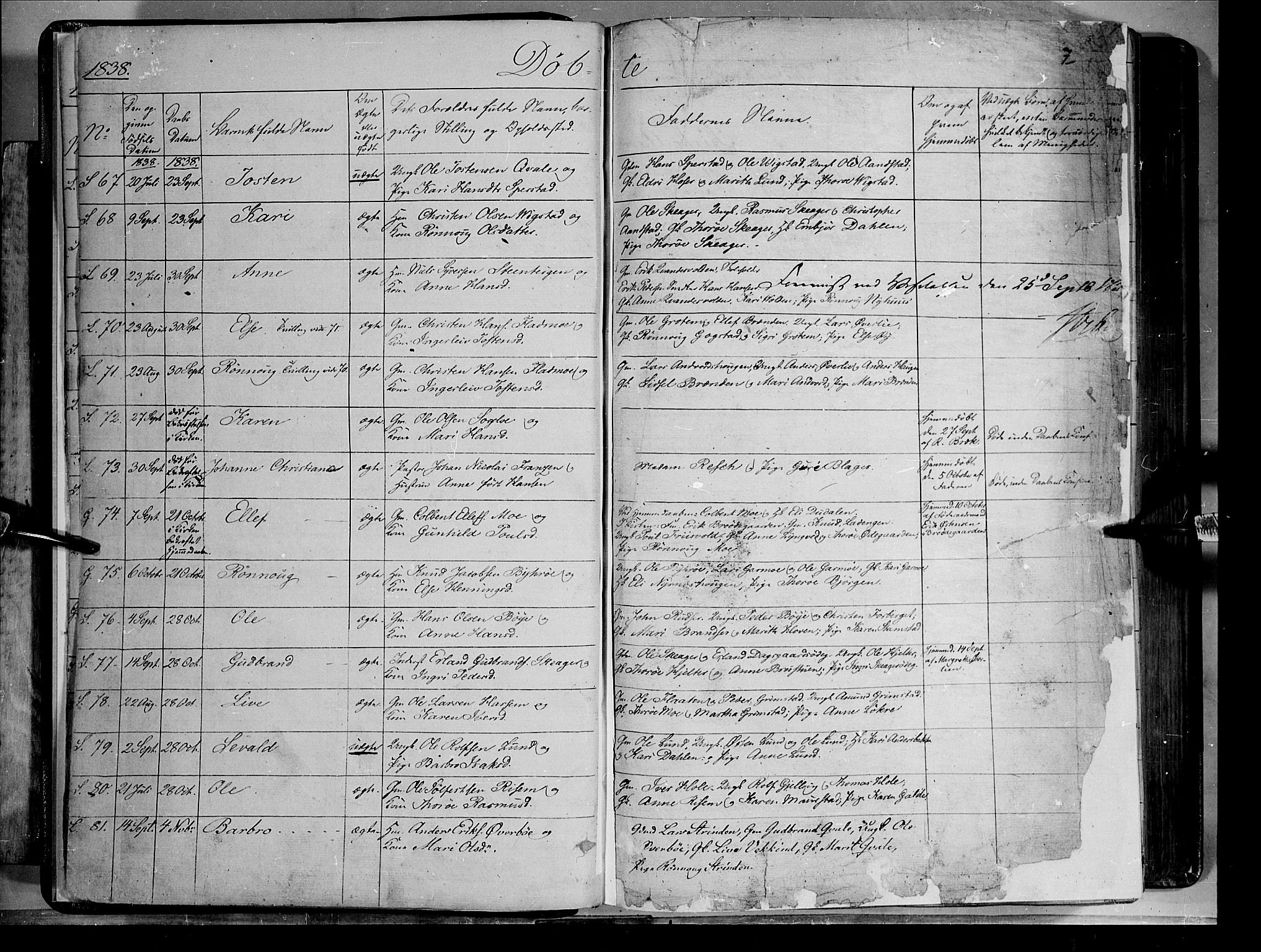 Lom prestekontor, SAH/PREST-070/K/L0006: Parish register (official) no. 6A, 1837-1863, p. 7