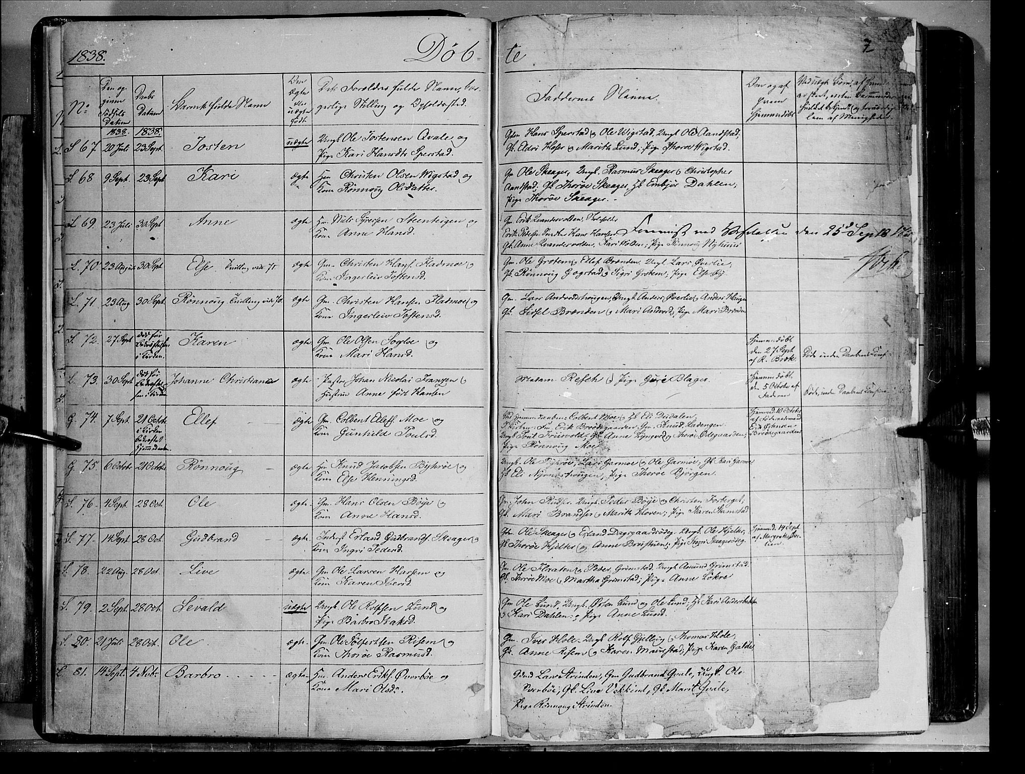 Lom prestekontor, AV/SAH-PREST-070/K/L0006: Parish register (official) no. 6A, 1837-1863, p. 7