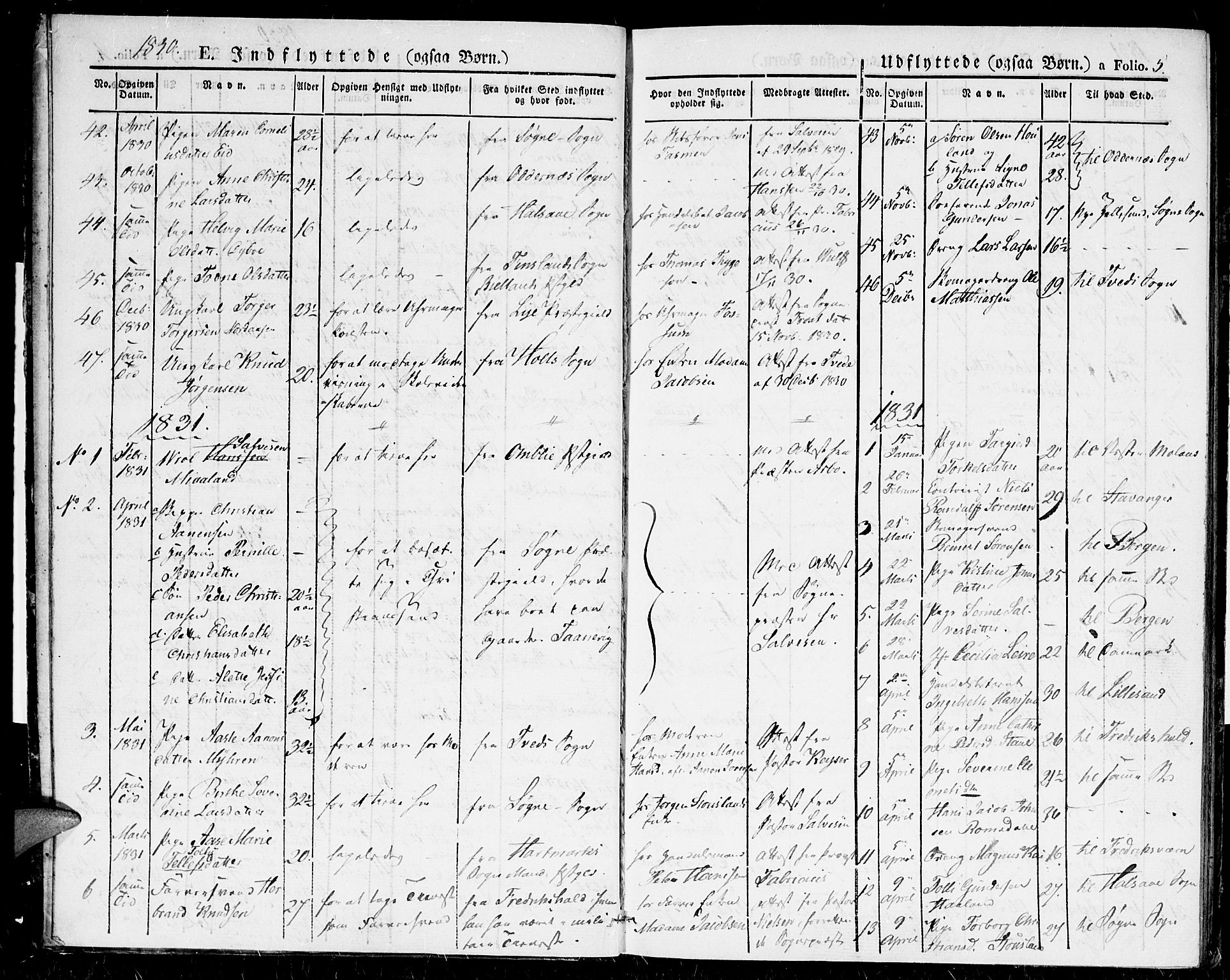 Kristiansand domprosti, SAK/1112-0006/F/Fb/L0008: Parish register (copy) no. B 8, 1830-1836, p. 5