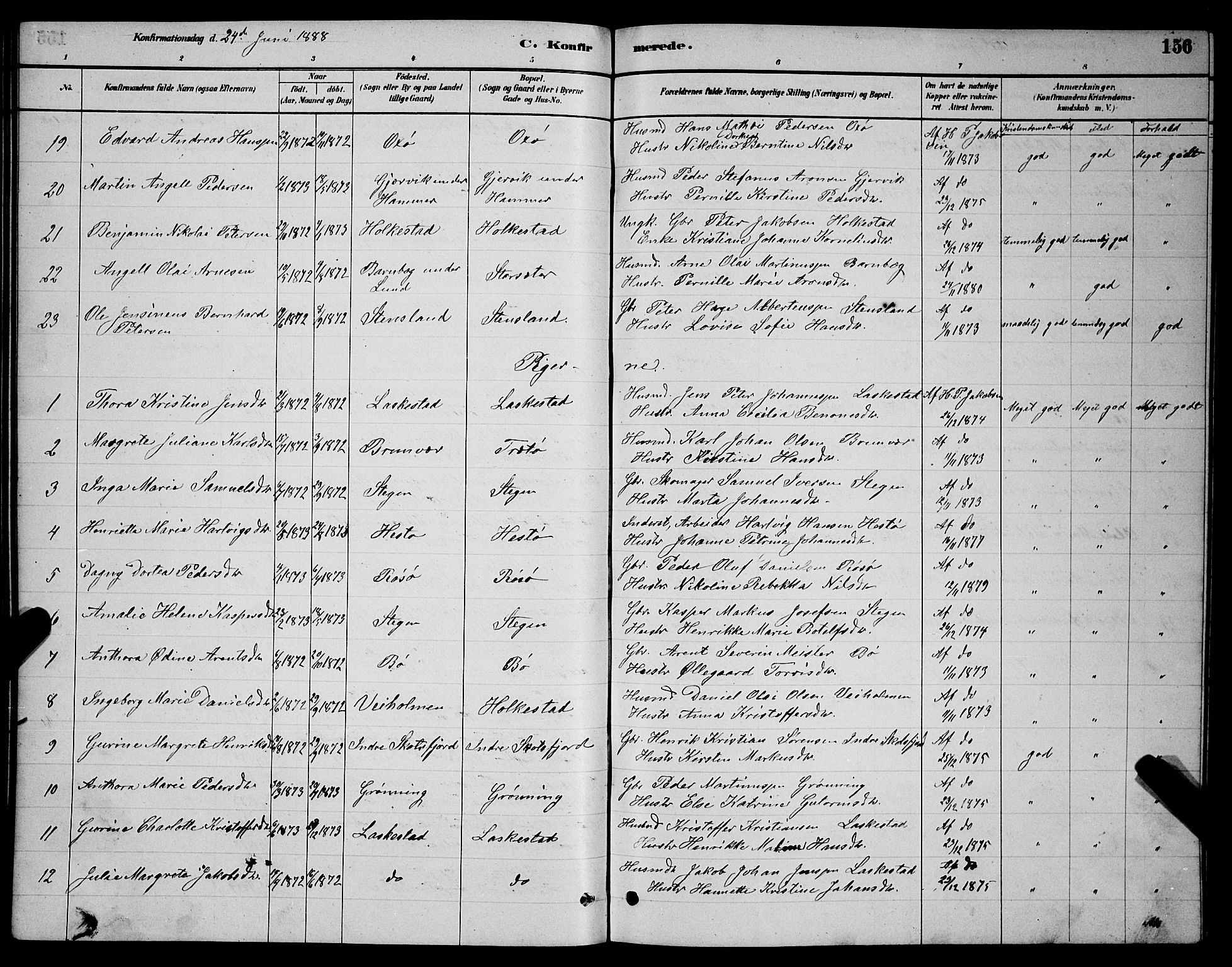 Ministerialprotokoller, klokkerbøker og fødselsregistre - Nordland, AV/SAT-A-1459/855/L0816: Parish register (copy) no. 855C05, 1879-1894, p. 156