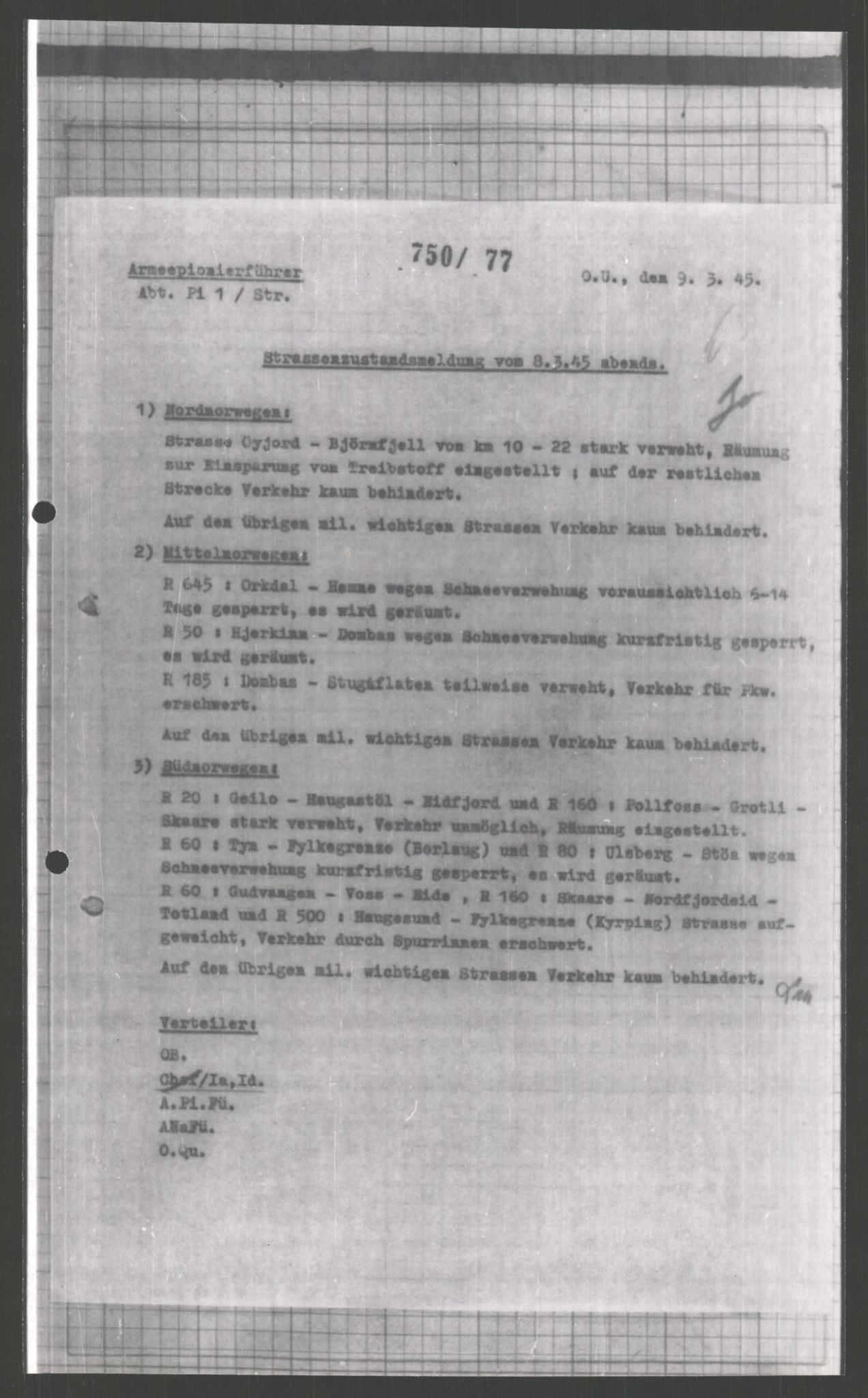 Forsvarets Overkommando. 2 kontor. Arkiv 11.4. Spredte tyske arkivsaker, AV/RA-RAFA-7031/D/Dar/Dara/L0003: Krigsdagbøker for 20. Gebirgs-Armee-Oberkommando (AOK 20), 1945, p. 501